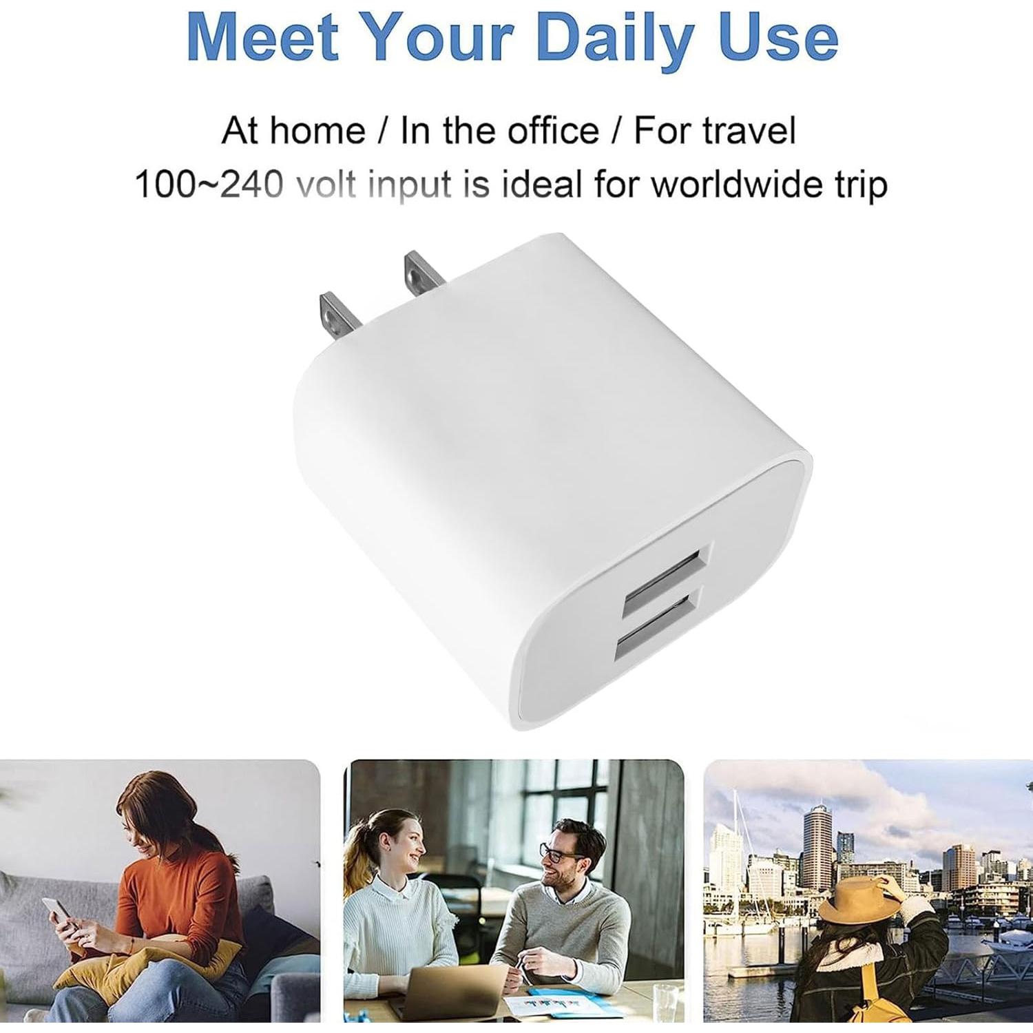 Cargador USB A Rápido Doble Puerto 3 Pack Blanco OFSPOWER