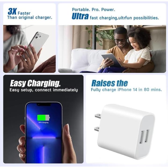 Cargador USB A Rápido Doble Puerto 3 Pack Blanco OFSPOWER