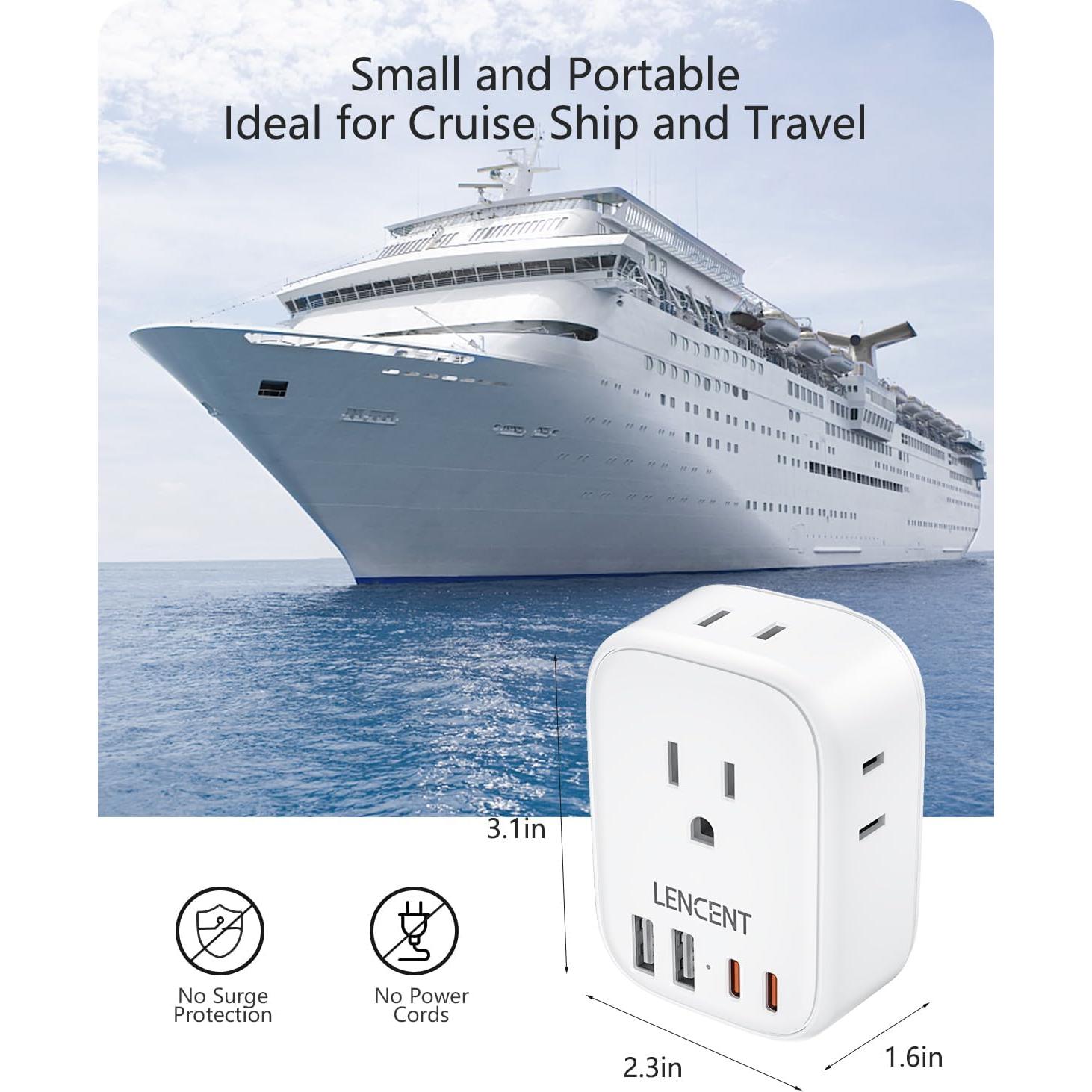 Extensor de Enchufe Múltiple LENCENT 4 AC + 4 USB-C/A Blanco