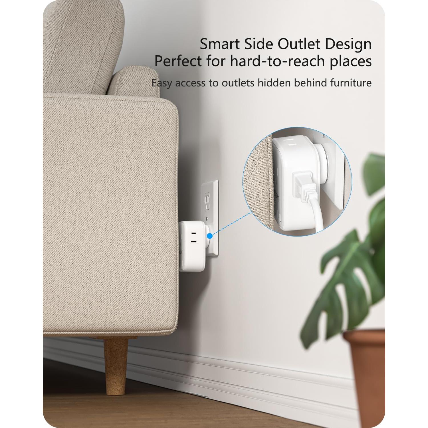 Extensor de Enchufe Múltiple LENCENT 4 AC + 4 USB-C/A Blanco