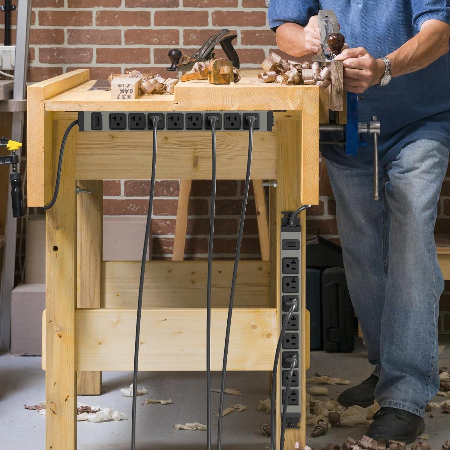 Regleta de Potencia JUNNUJ 20A 1200J 8 Salidas Montaje Pared