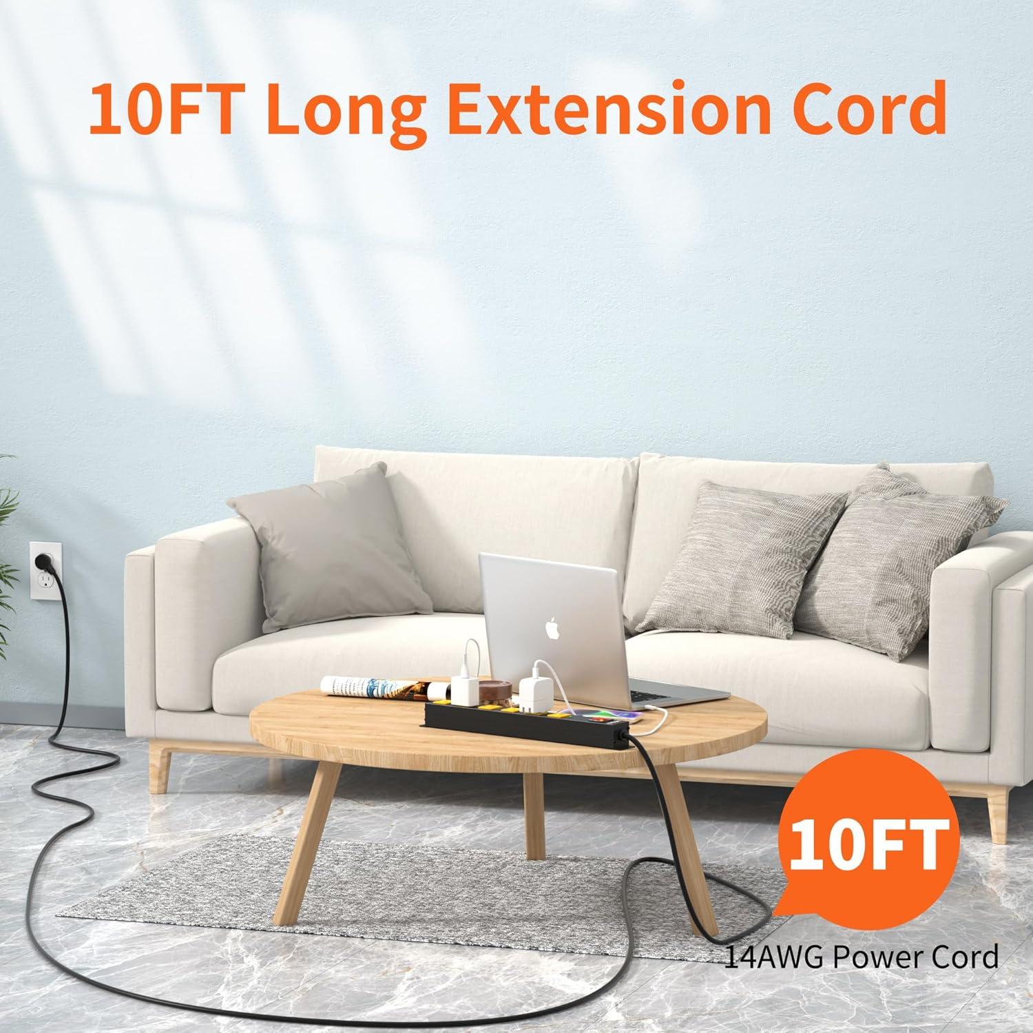 Regleta de 6 Salidas Plug'n con Protector 2700J y Cable 3M