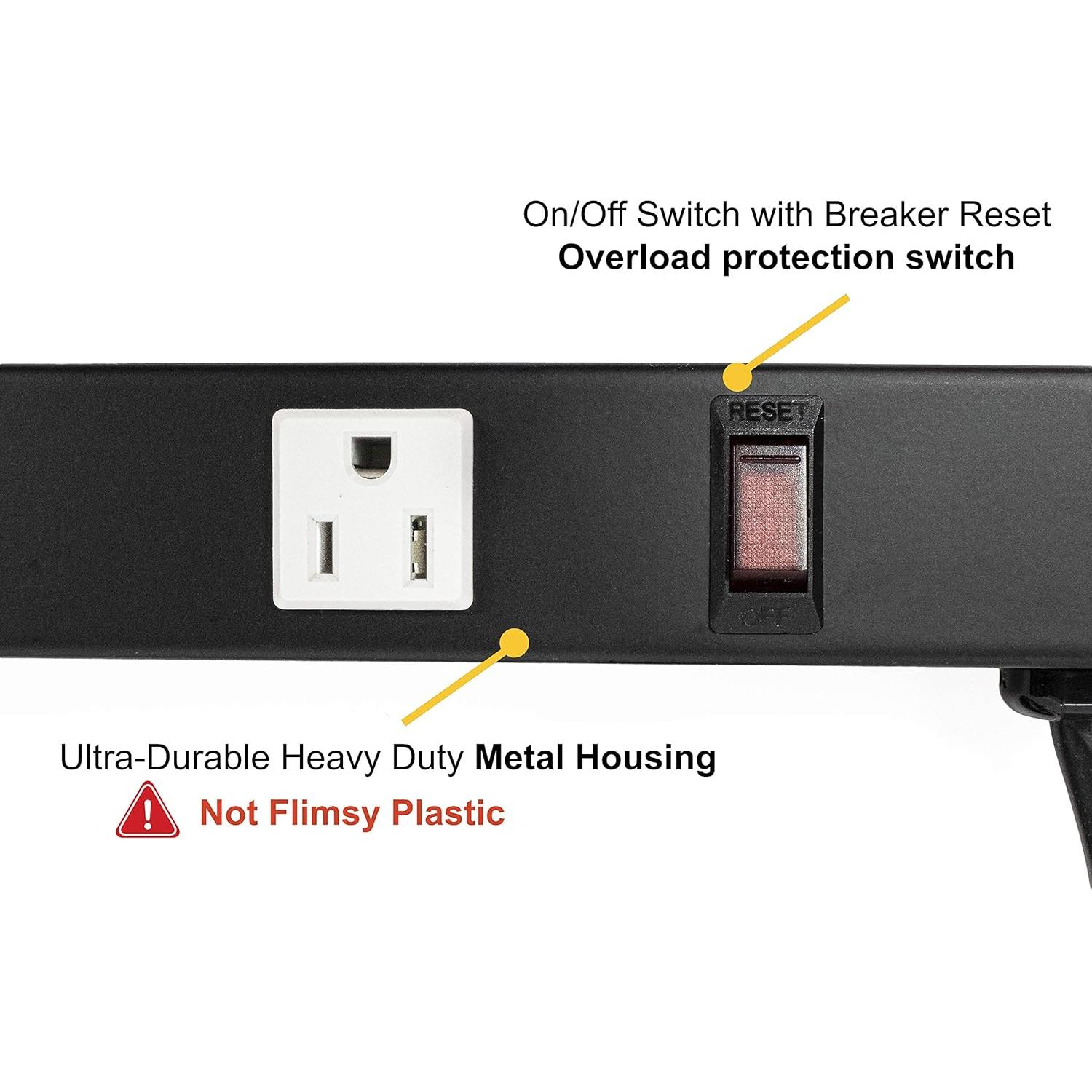 Regleta de Energía Likai 12 Salidas 4 Pies Metal Pesado