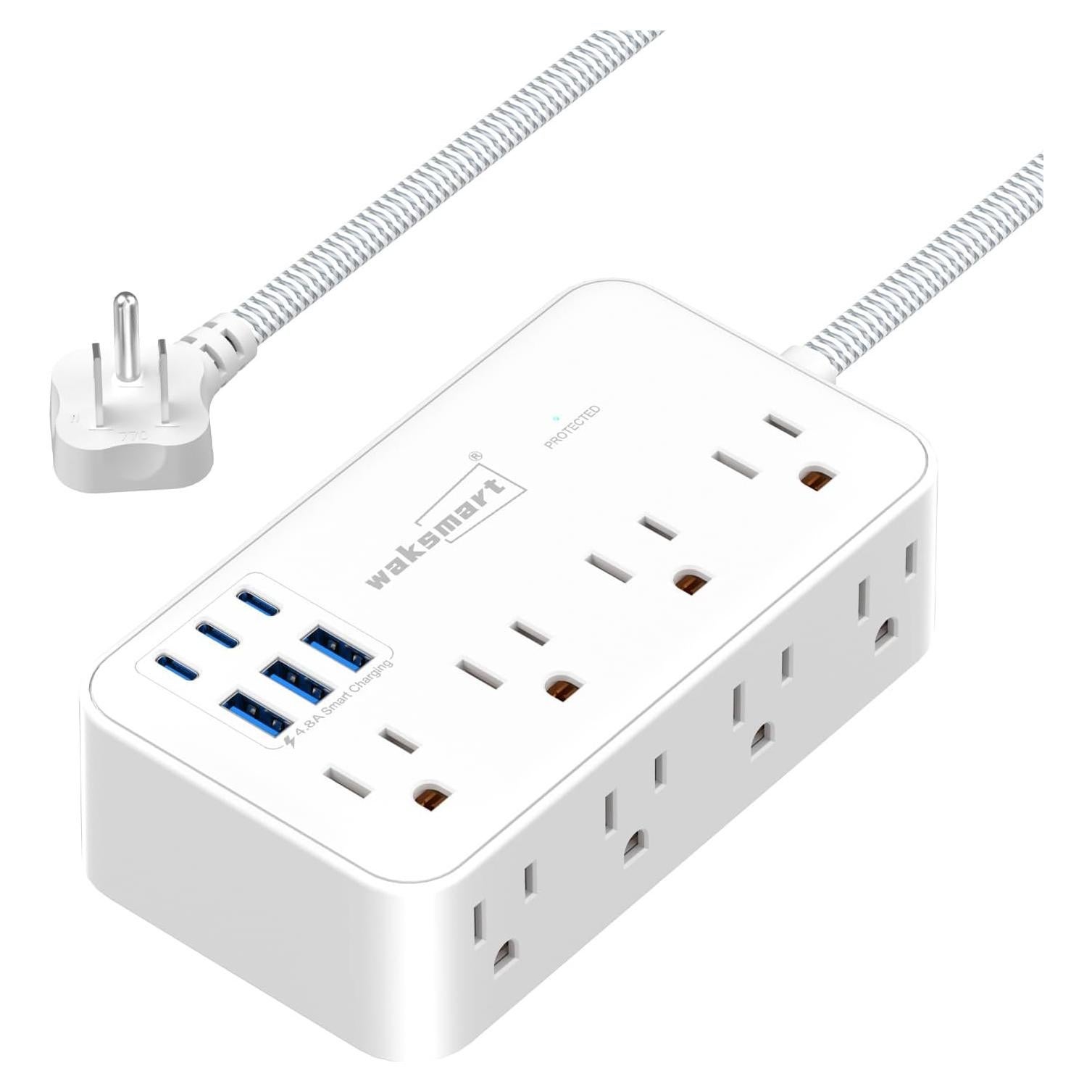 Regleta de Sobretensión Waksmart 8 Salidas AC 6 USB 24W