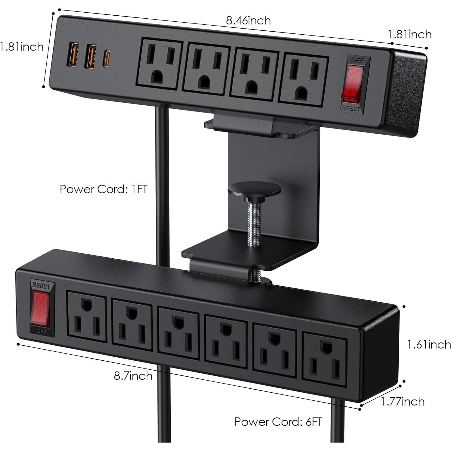 Toma de Corriente con Abrazadera VILONG 10 Salidas AC 3 USB