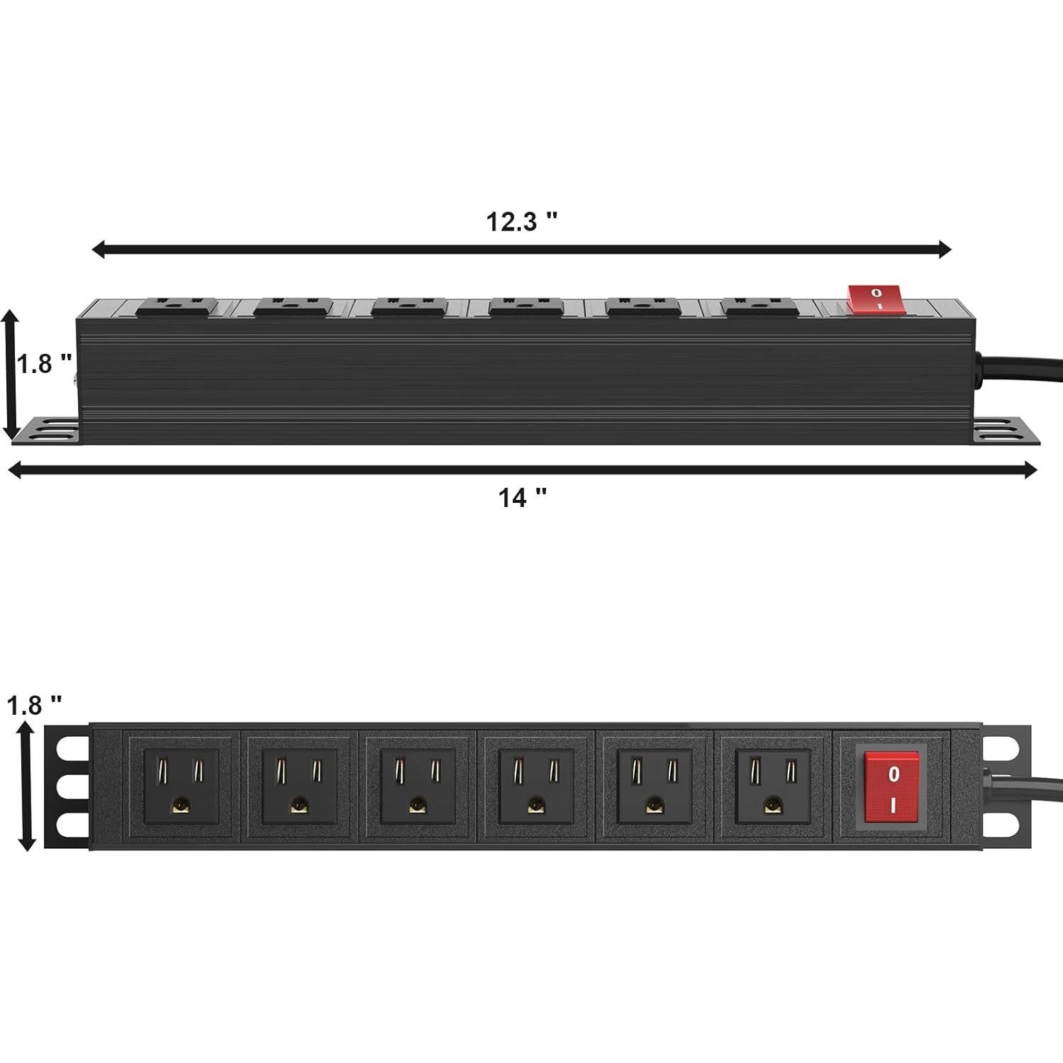 Regleta de 6 Salidas BTU de Metal con Protector 1.83m