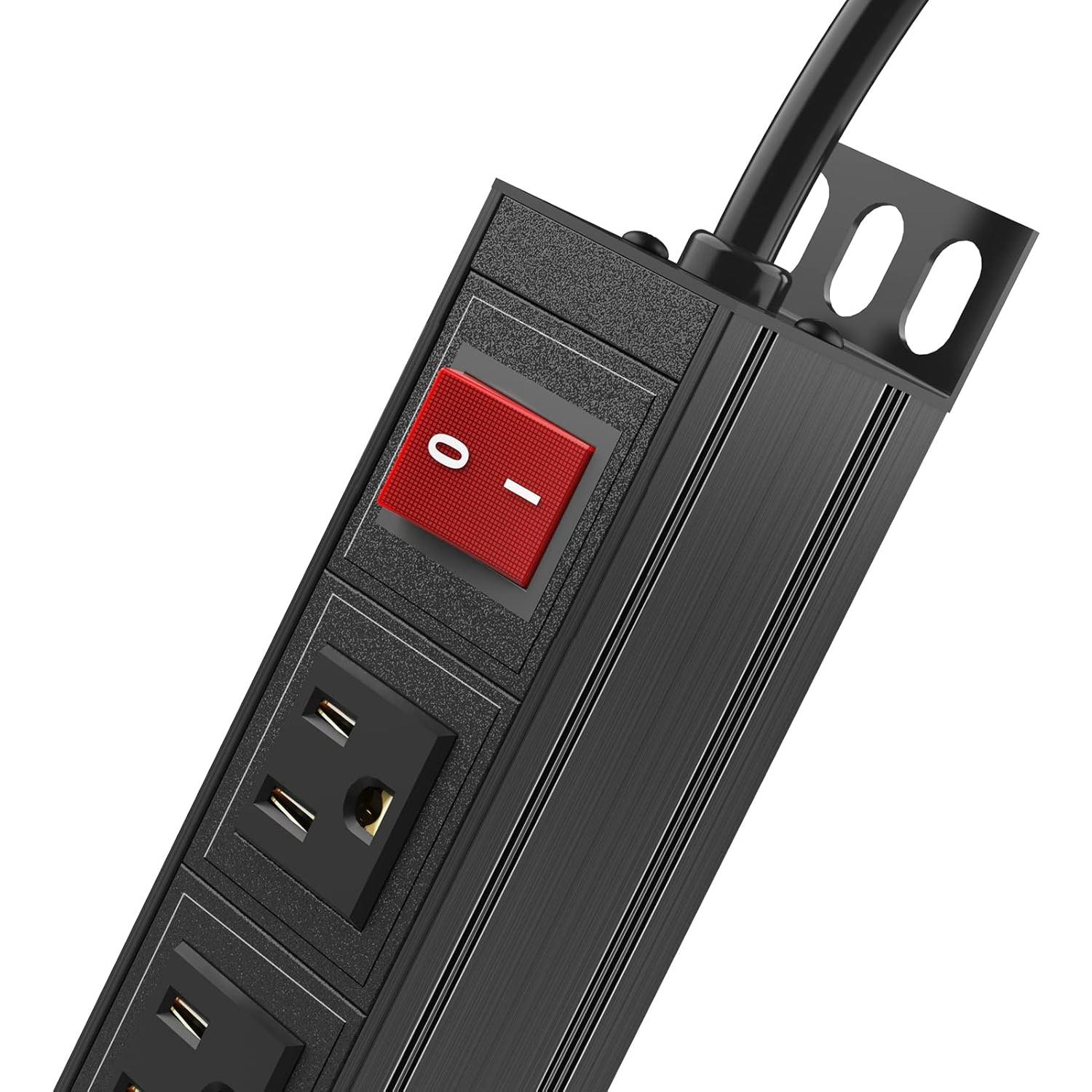 Regleta de 6 Salidas BTU de Metal con Protector 1.83m