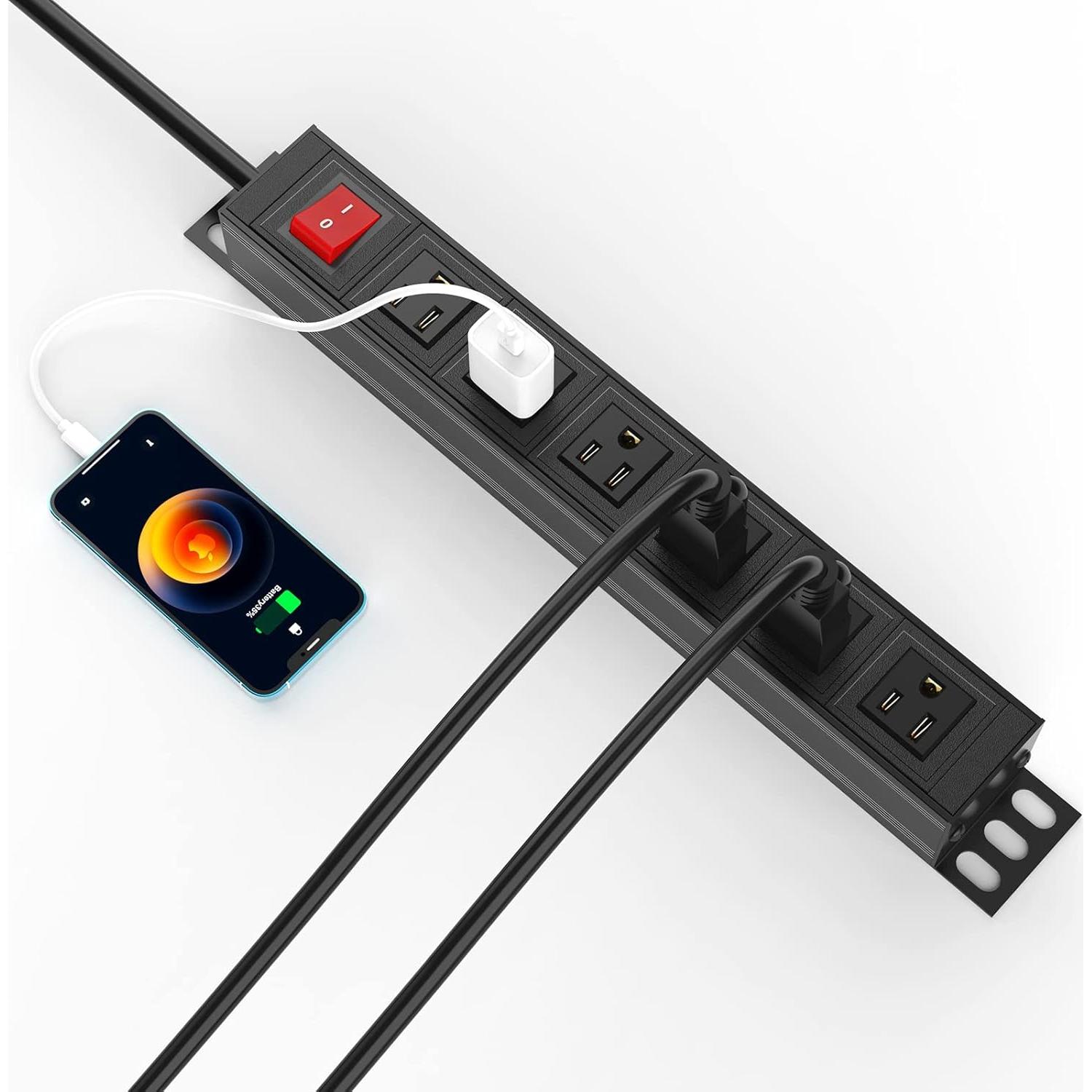 Regleta de 6 Salidas BTU de Metal con Protector 1.83m