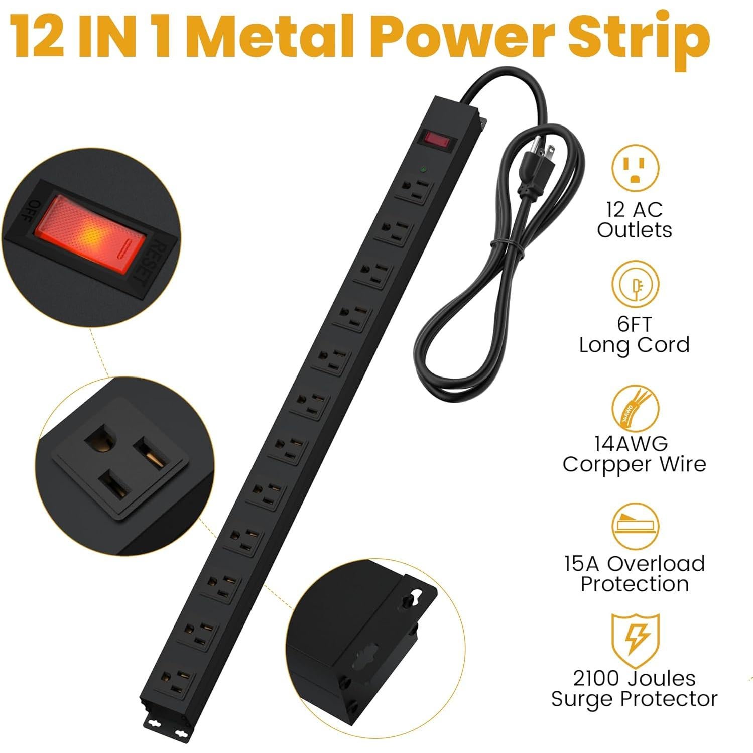 Regleta de Alimentación CFMASTER 12 Salidas 2100 Julios 1.83m