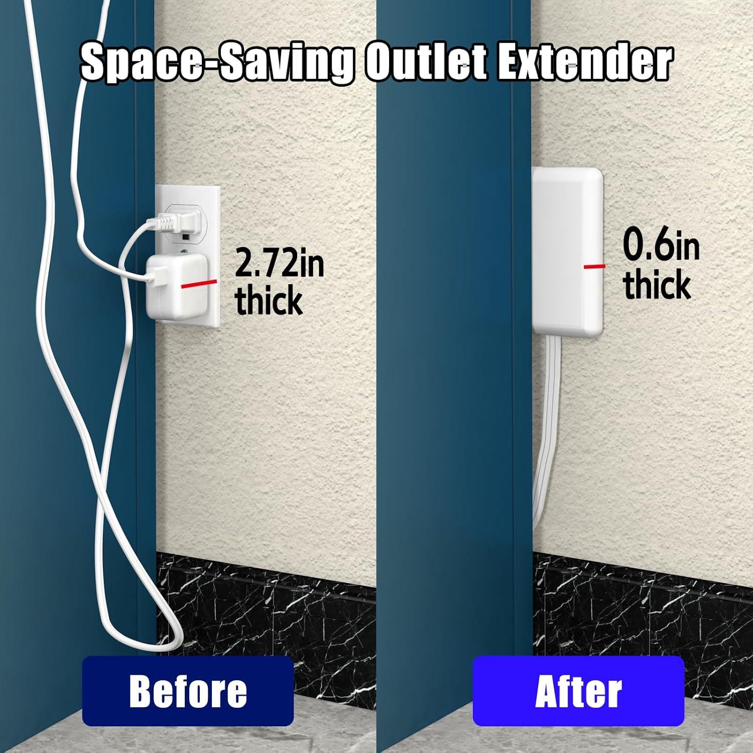 Cable de Extensión Ultra Plano CABOCASA 0.91m 3 Salidas Blanco