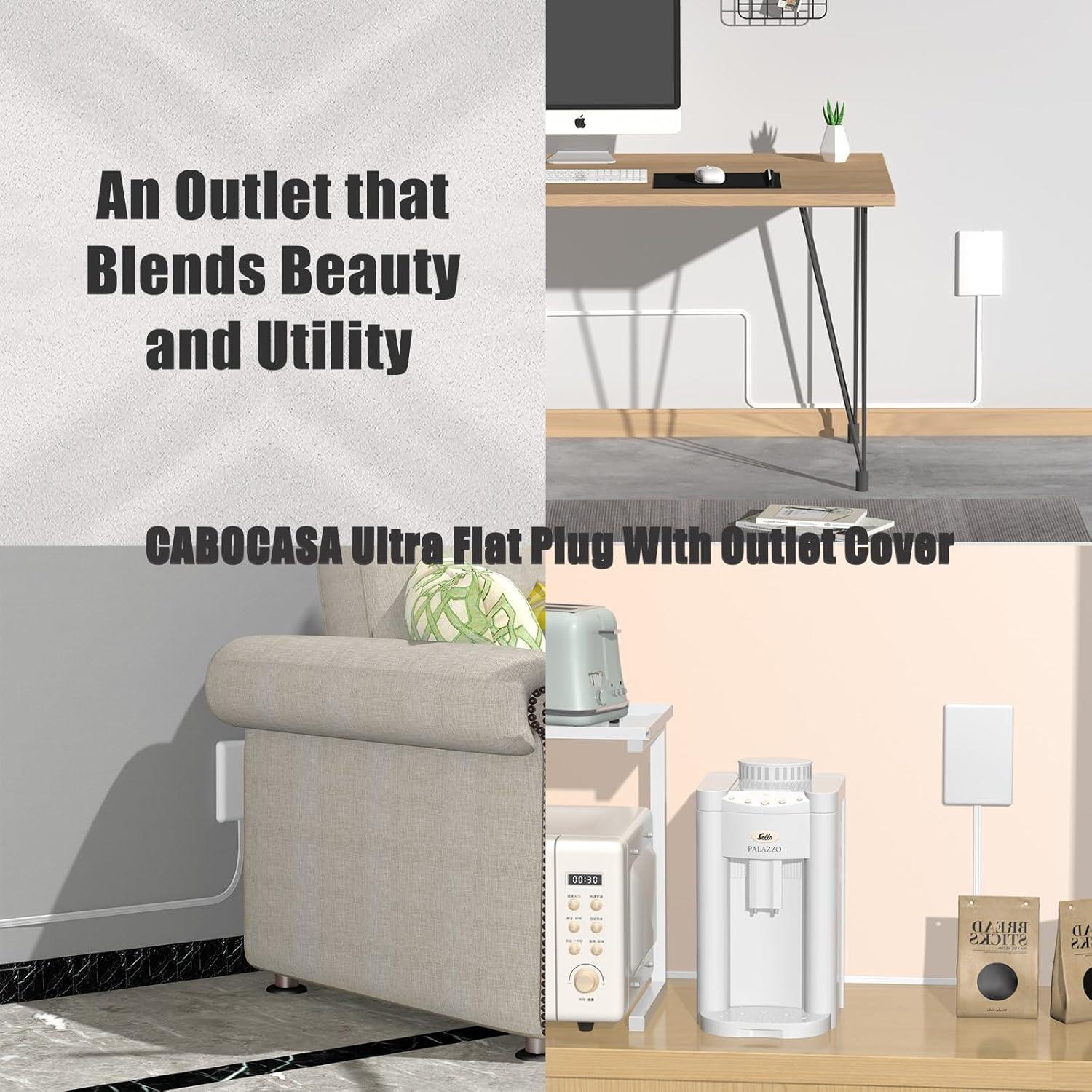 Cable de Extensión Ultra Plano CABOCASA 0.91m 3 Salidas Blanco