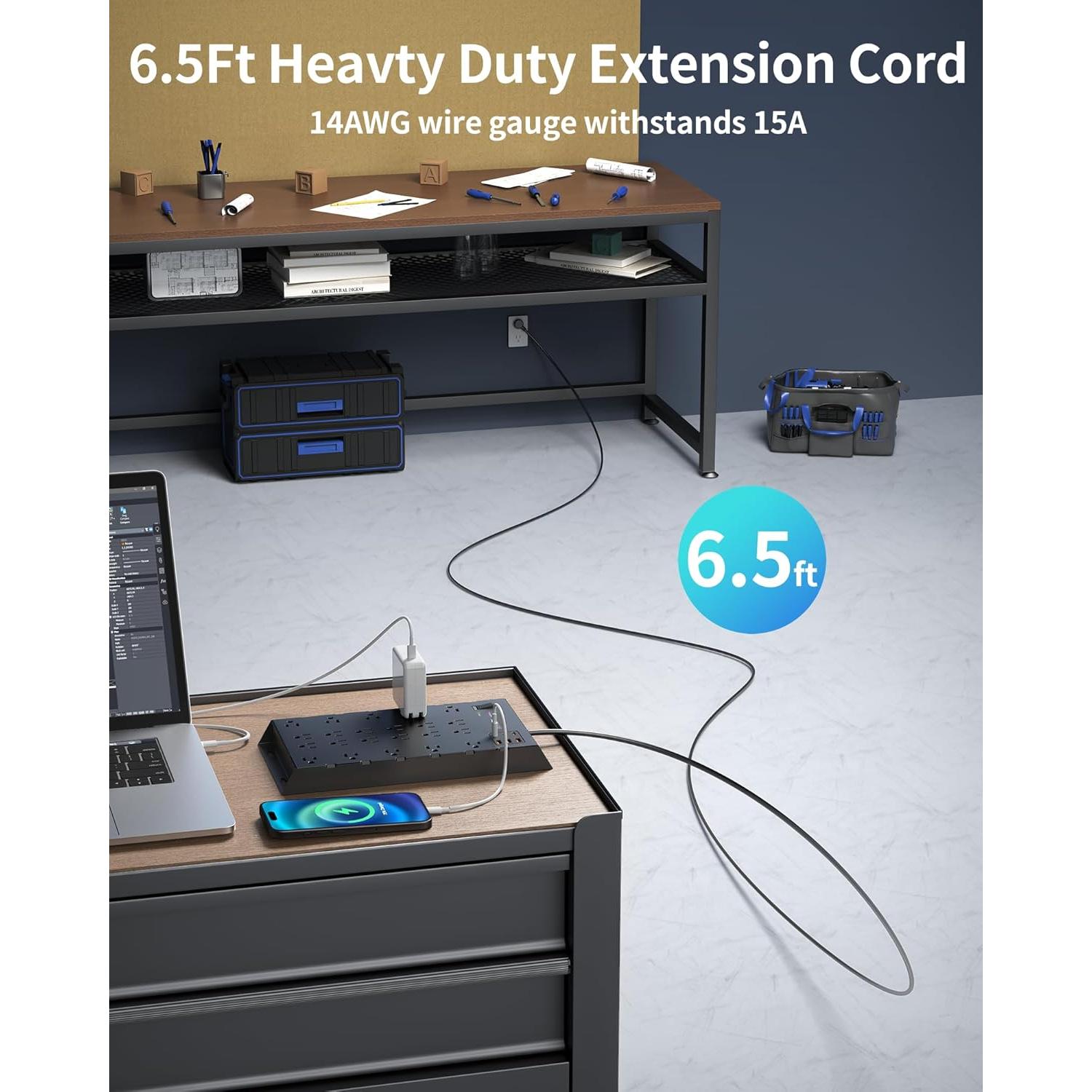 Regleta de Protección DEPOW 2.0M 22 Salidas CA 6 USB