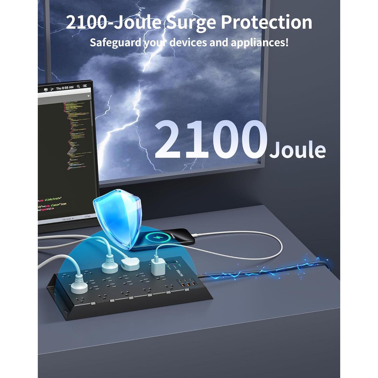 Regleta de Protección DEPOW 2.0M 22 Salidas CA 6 USB