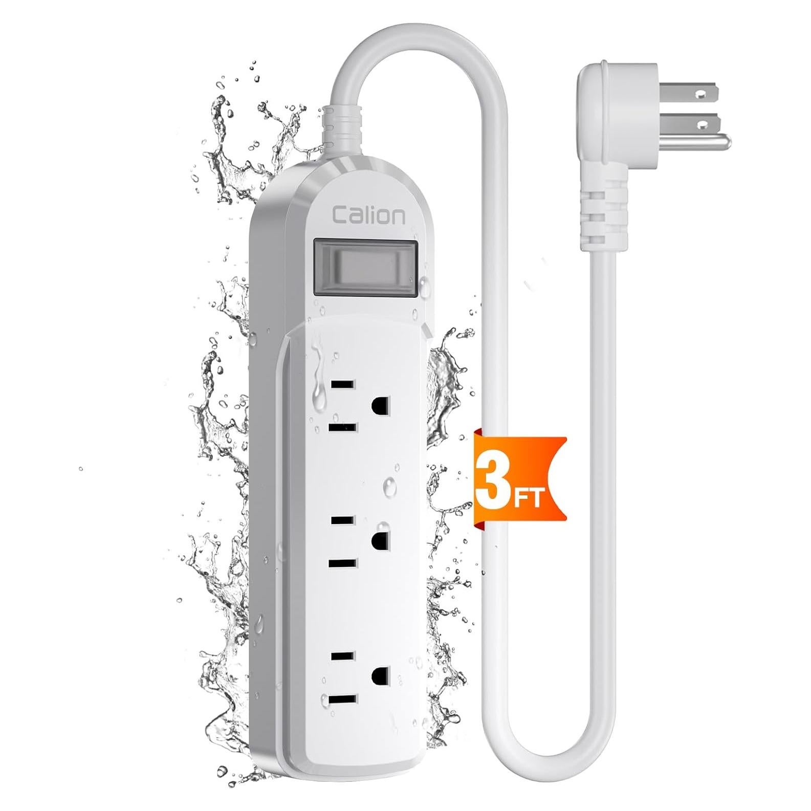 Toma de Corriente Exterior Calionltd 3 Pies Blanca a Prueba de Agua