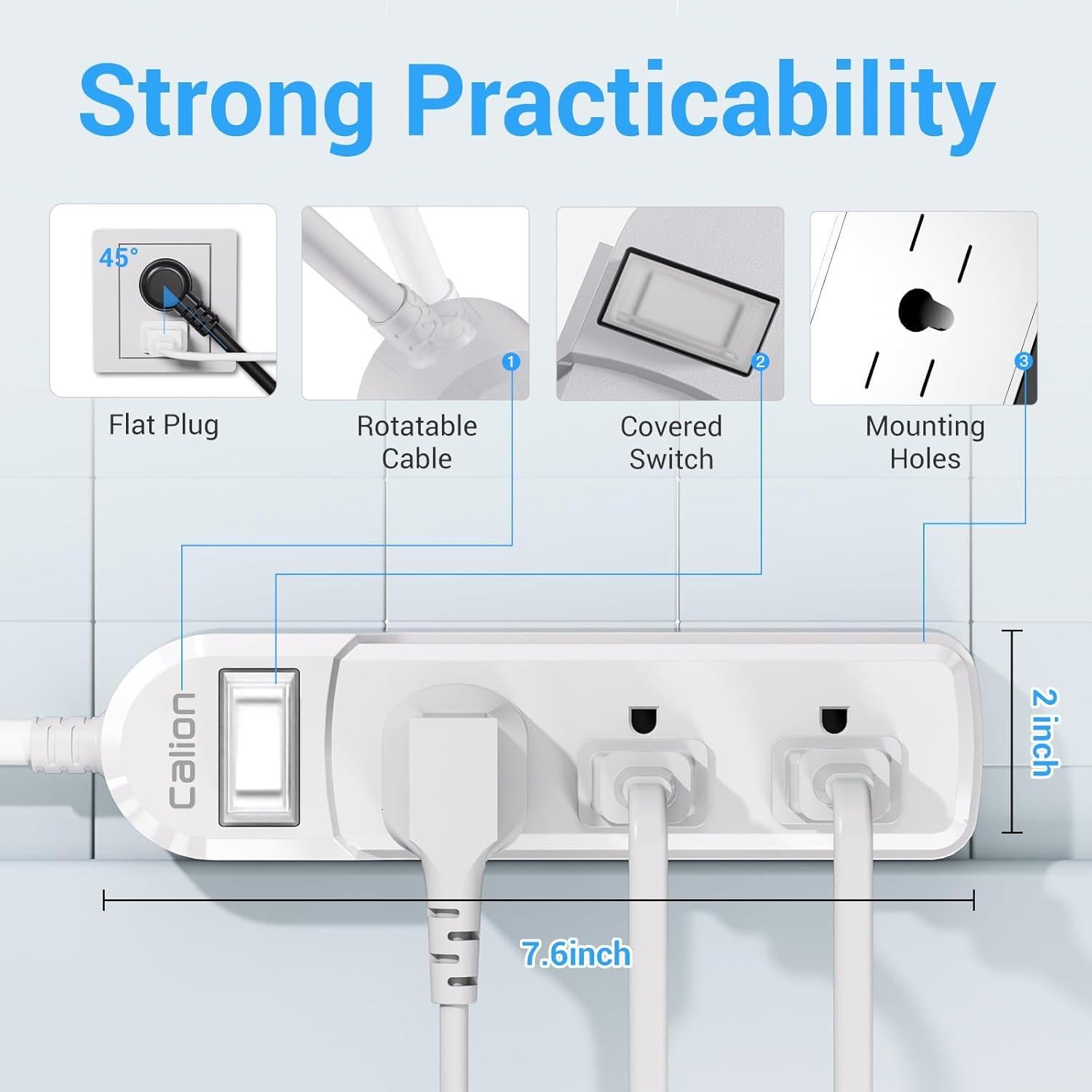 Toma de Corriente Exterior Calionltd 3 Pies Blanca a Prueba de Agua