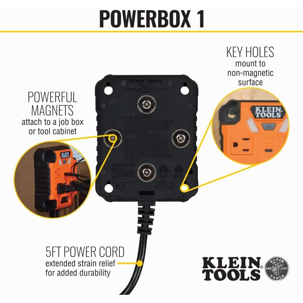 Tira de Poder Magnética Klein Tools 29601 con Luz LED 4 Salidas