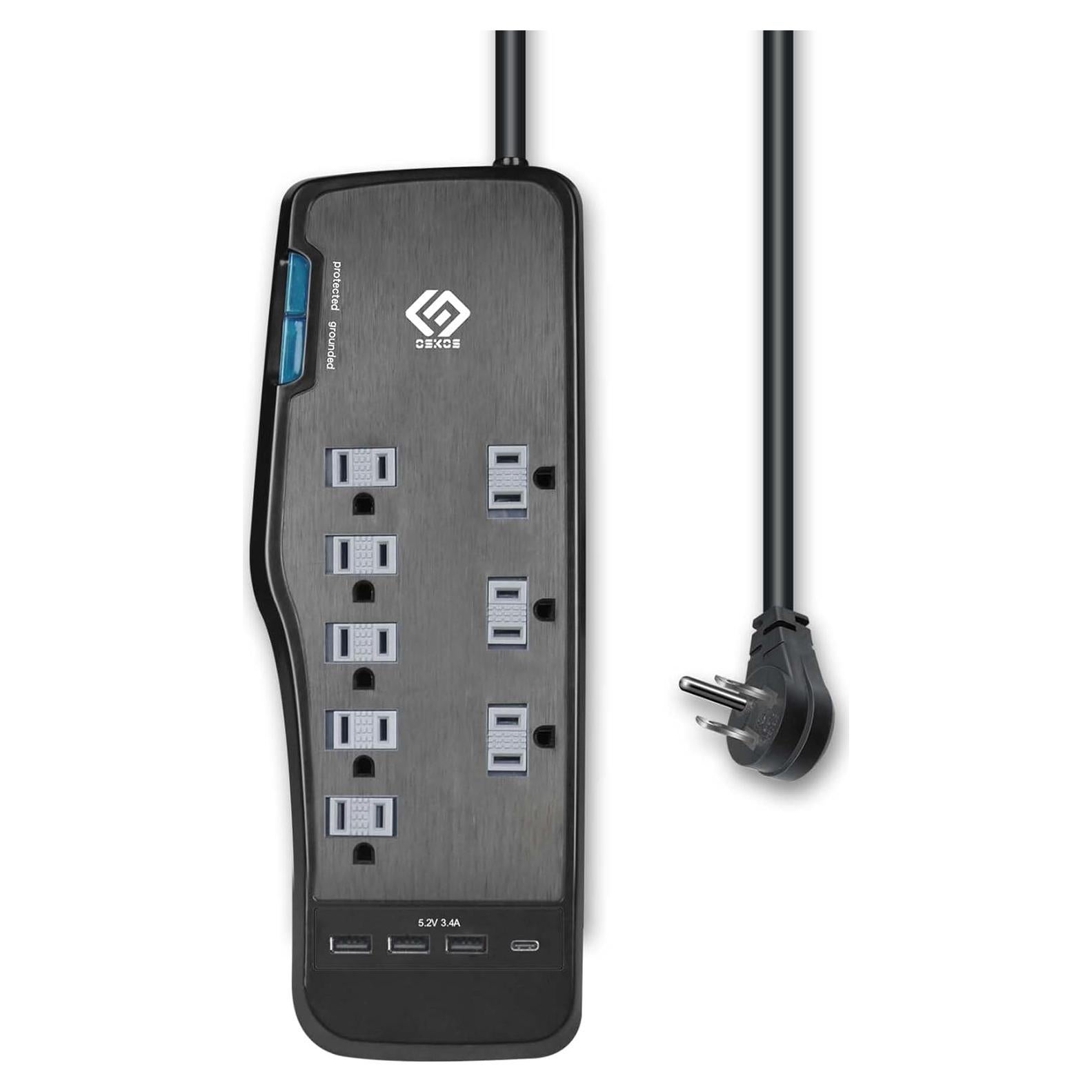 Regleta de Protección Oskos 8 Salidas 3 Puertos USB 3.4A 1.83m