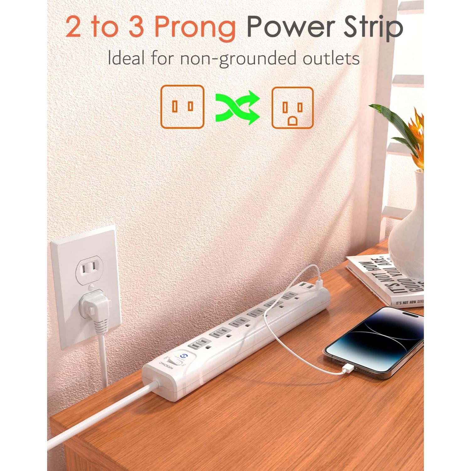 Regleta 2 Clavijas a 3 Clavijas WRXDMC 6 Salidas AC 3 USB