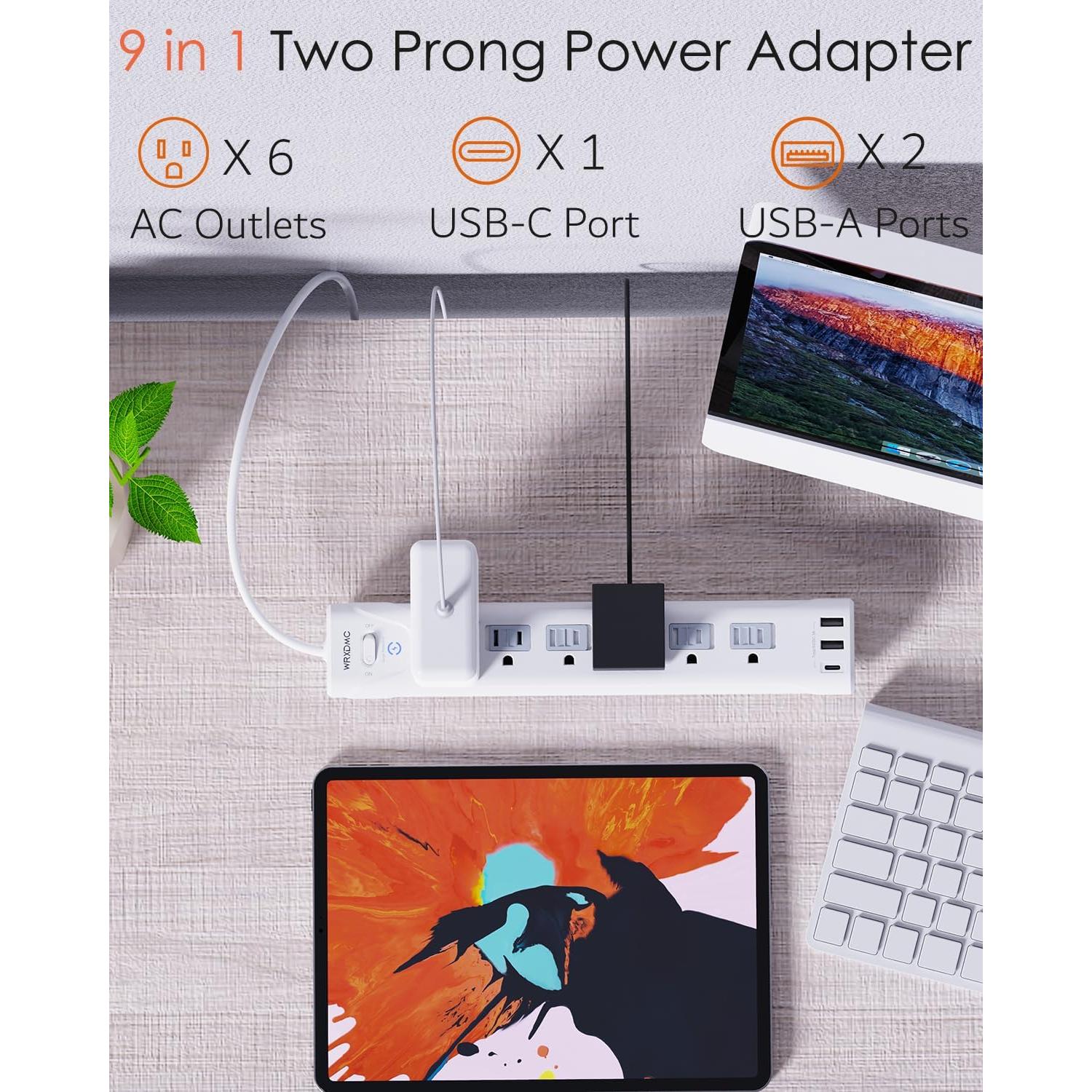 Regleta 2 Clavijas a 3 Clavijas WRXDMC 6 Salidas AC 3 USB