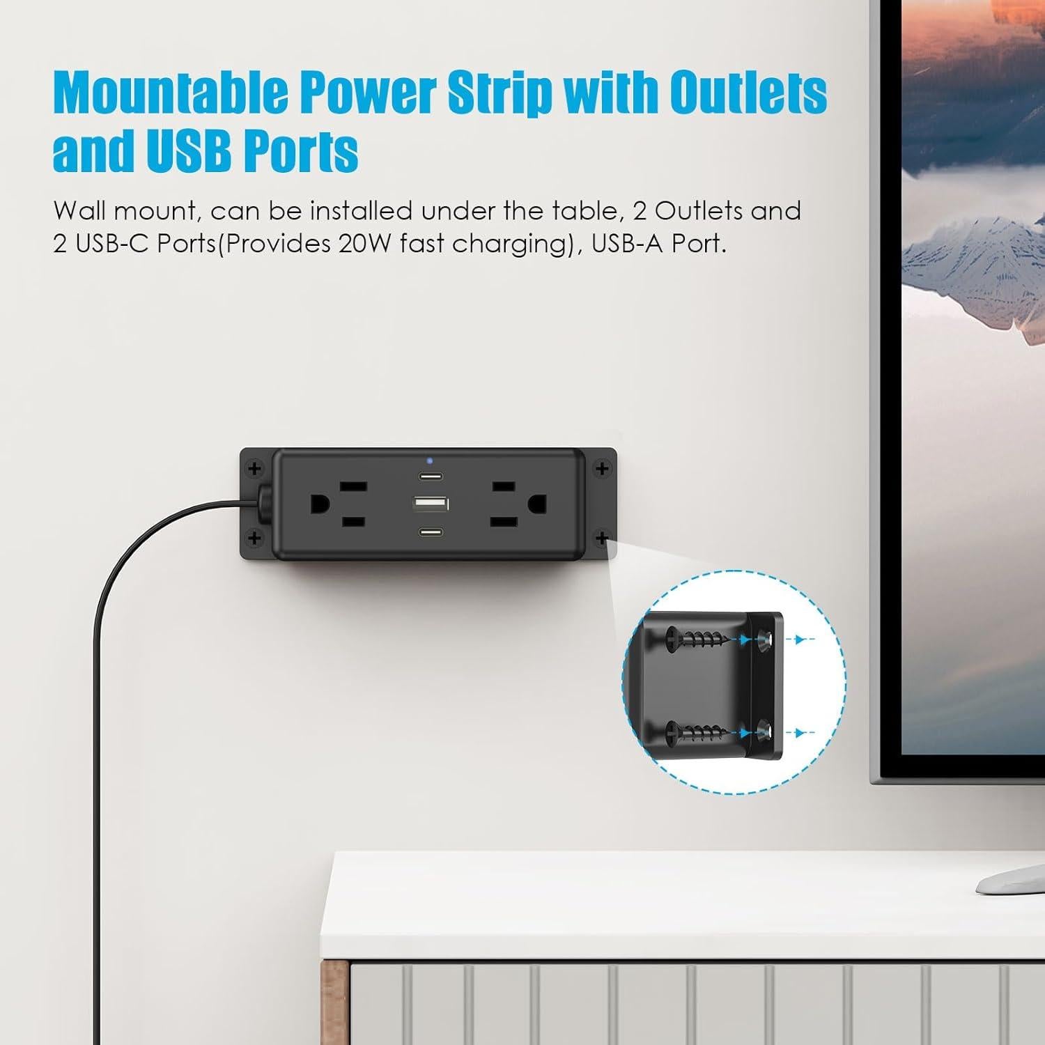 Regleta de Montaje en Pared CCCEI 1.83m con Puertos USB-C