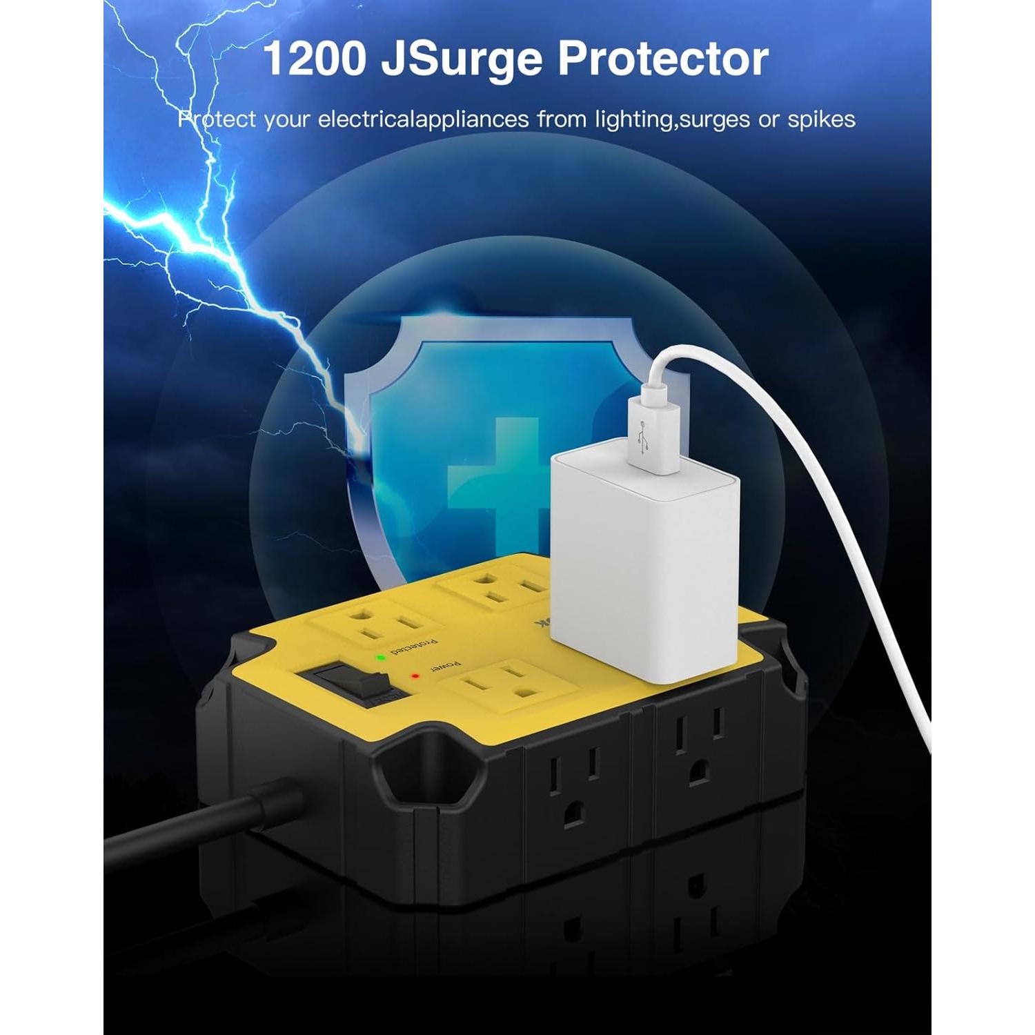 Regleta de Potencia PAEWOK 8 Salidas 4 USB Magnética 15A