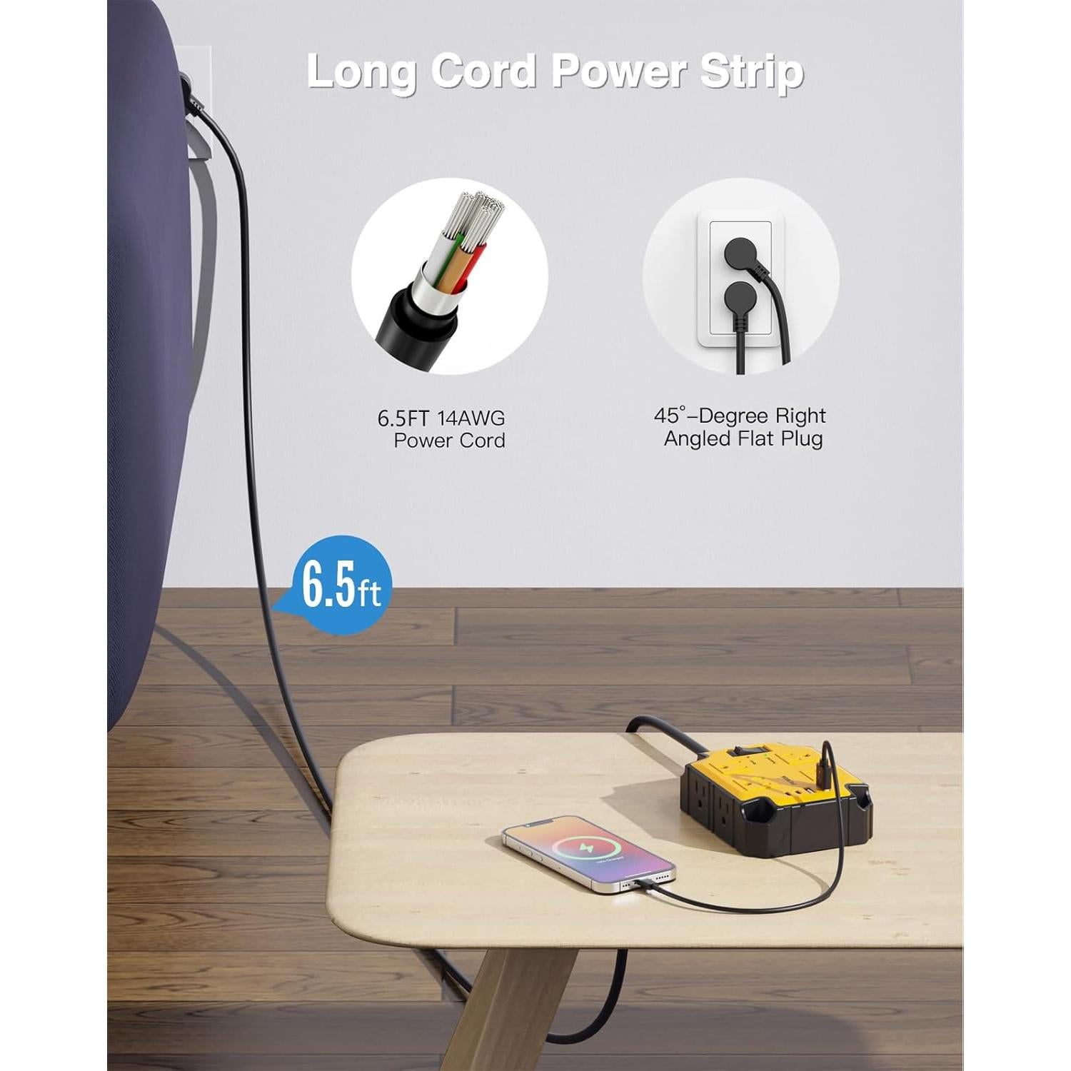 Regleta de Potencia PAEWOK 8 Salidas 4 USB Magnética 15A
