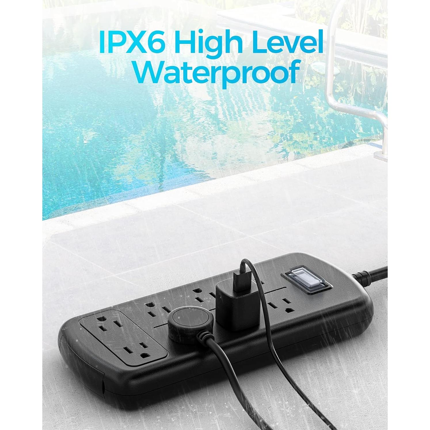 Toma de Corriente Exterior EIGSO IPX6 con 8 Salidas y 1.83m