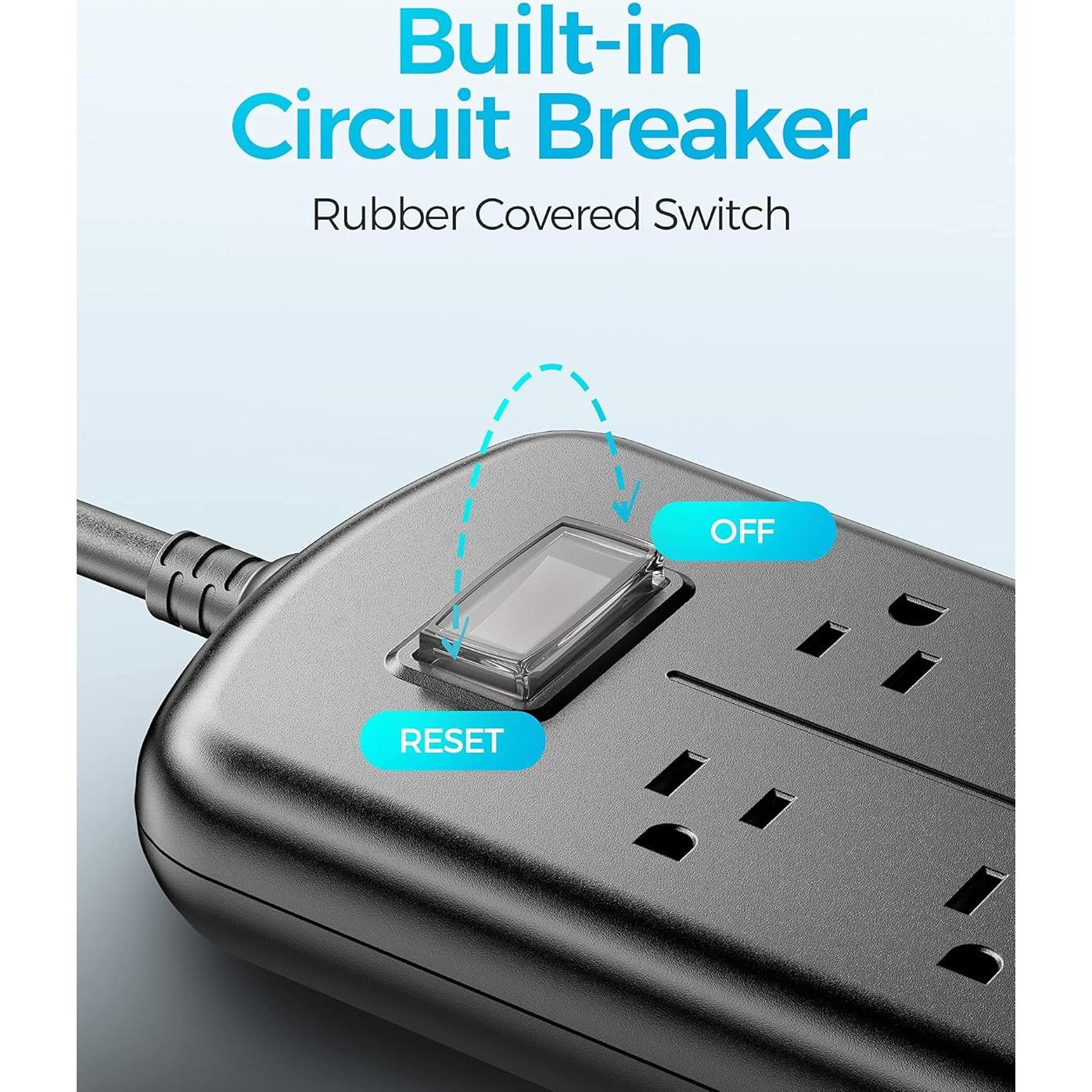 Toma de Corriente Exterior EIGSO IPX6 con 8 Salidas y 1.83m