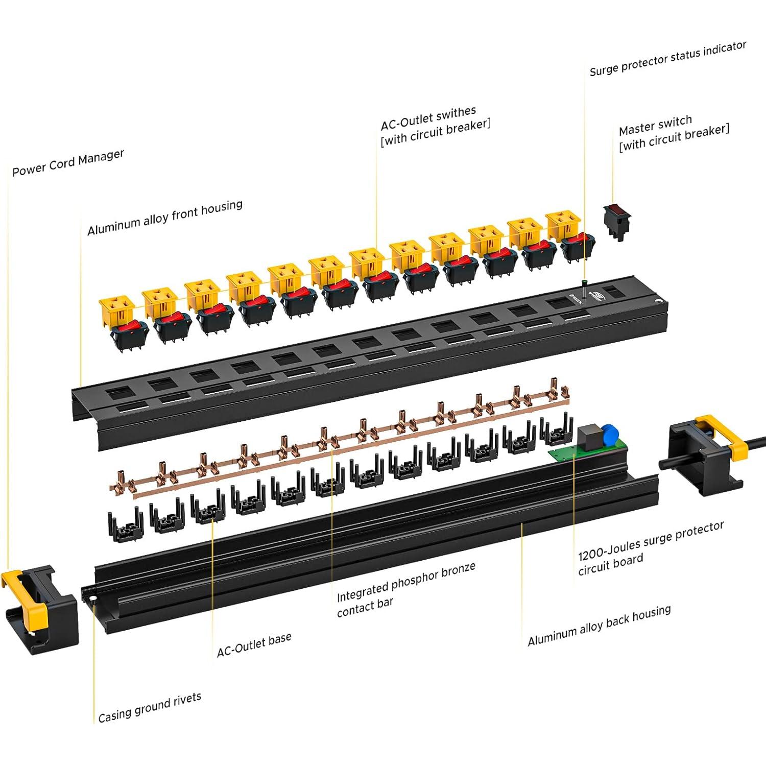 Regleta de Poder CRST 12 Salidas 2.74m con Protección 1020J