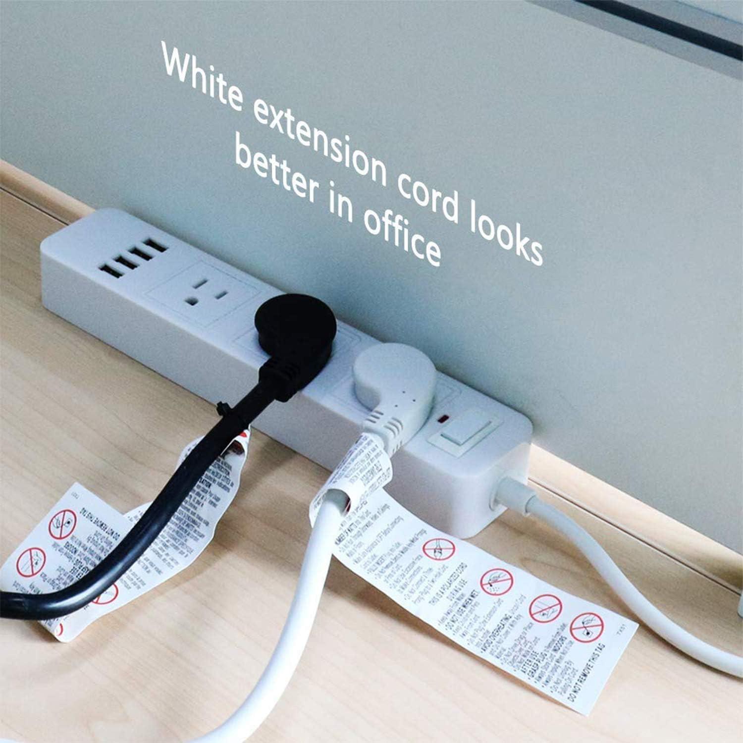 Cable de Extensión Plano 1 Pie 15A 1875W Firmerst Blanco (3 Paquetes)