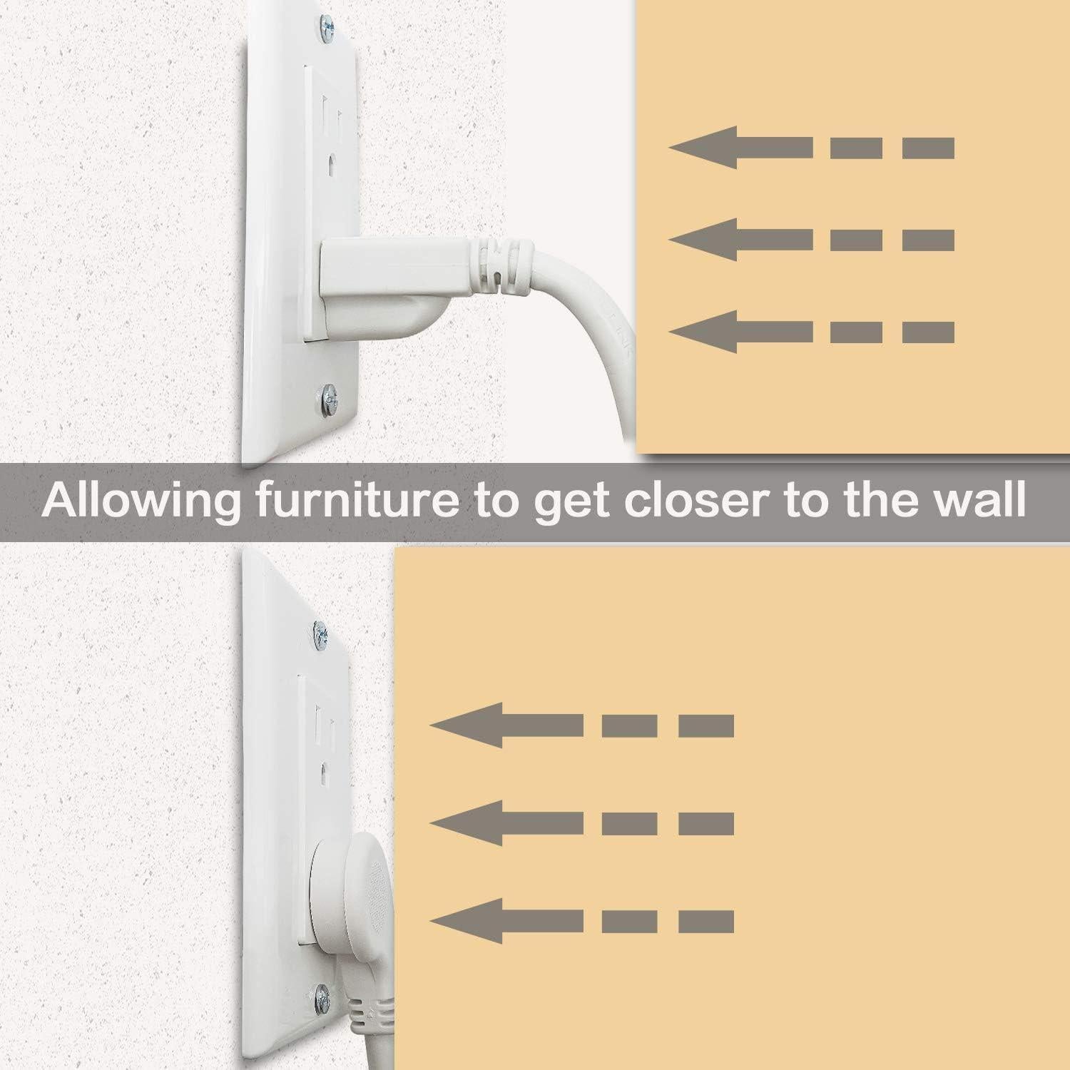 Cable de Extensión Plano 1 Pie 15A 1875W Firmerst Blanco (3 Paquetes)