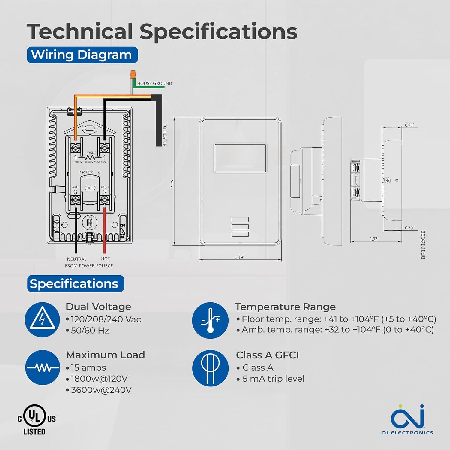 Termostato Digital OJ Microline UTN4 para Calefacción Suelo