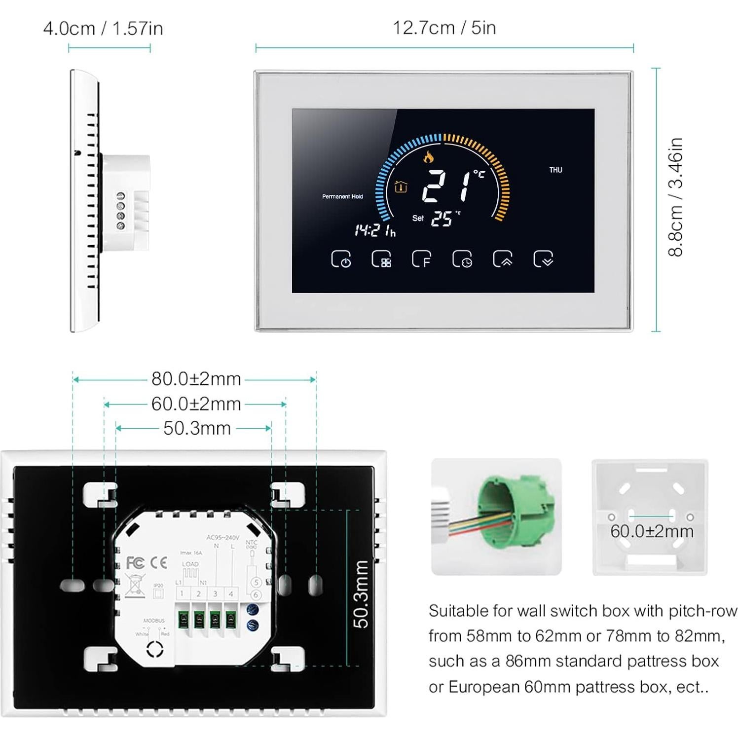 Termostato Inteligente Fdit Programable Control por Voz LCD 95-240V