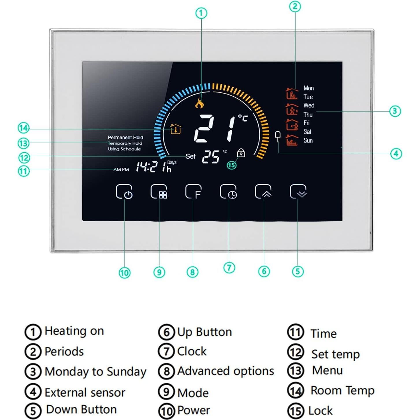 Termostato Inteligente Fdit Programable Control por Voz LCD 95-240V