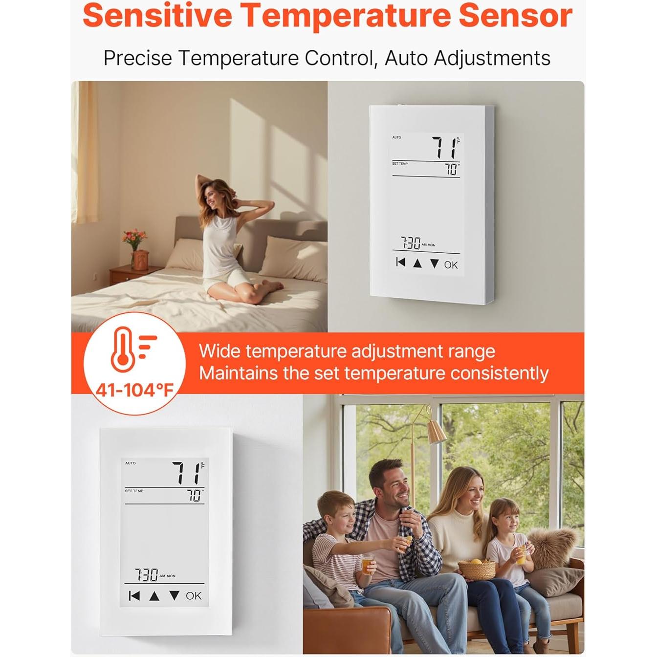 Termostato Programable VEVOR 7 Días con Pantalla Táctil LCD