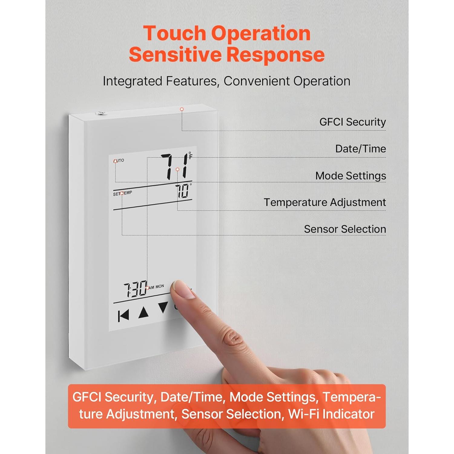 Termostato Programable VEVOR 7 Días con Pantalla Táctil LCD