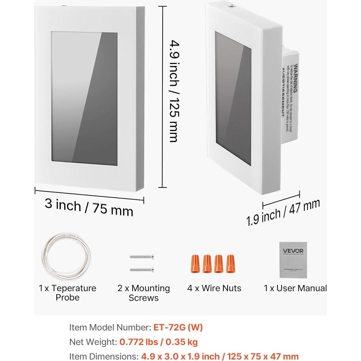 Termostato Programable VEVOR 7 Días con Pantalla Táctil LCD