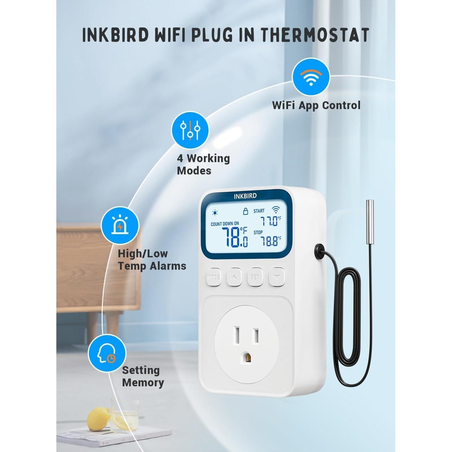 Termostato WiFi INKBIRD C236T 1800W Control Remoto