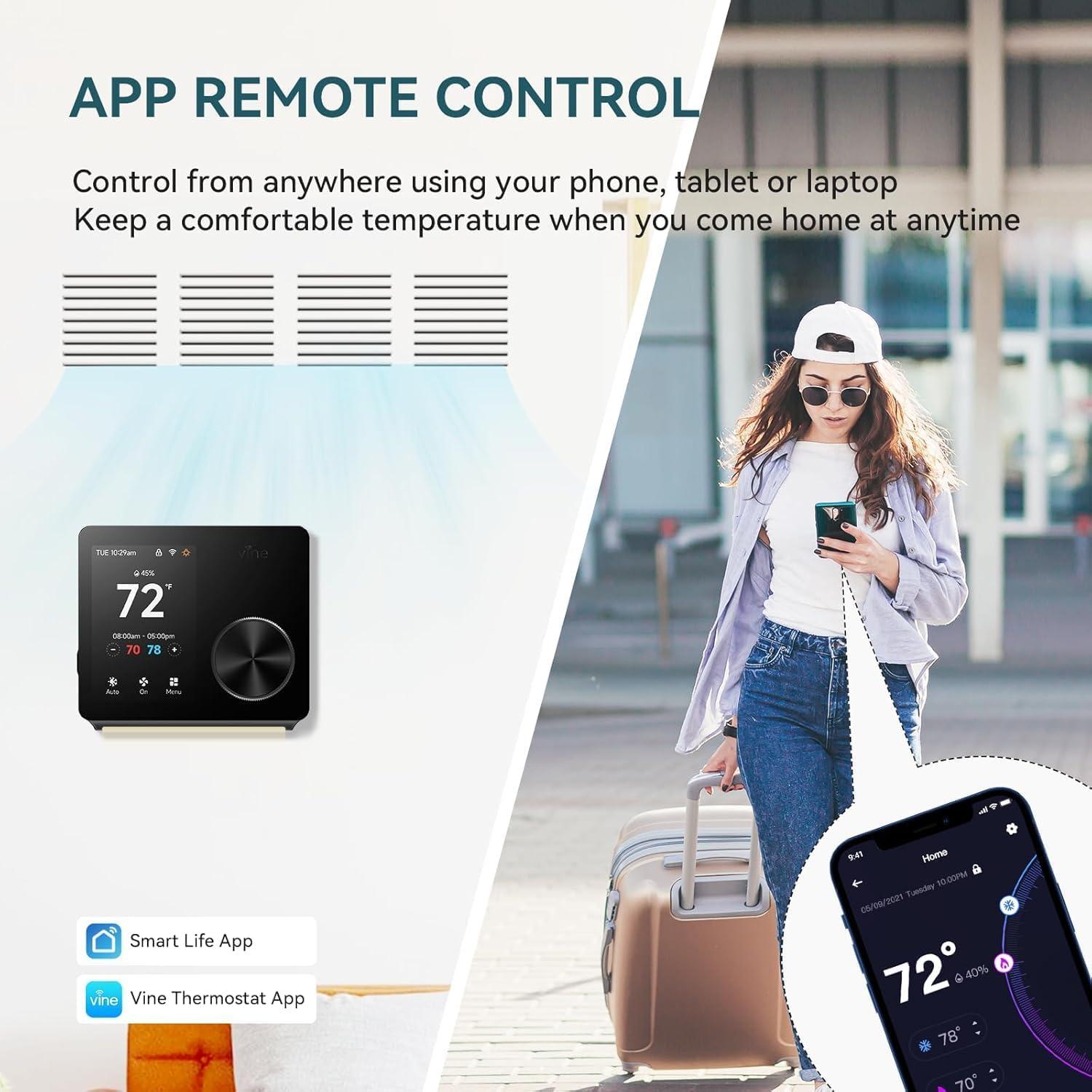 Termostato WiFi Inteligente Vine ST300, Pantalla Táctil 8.89cm