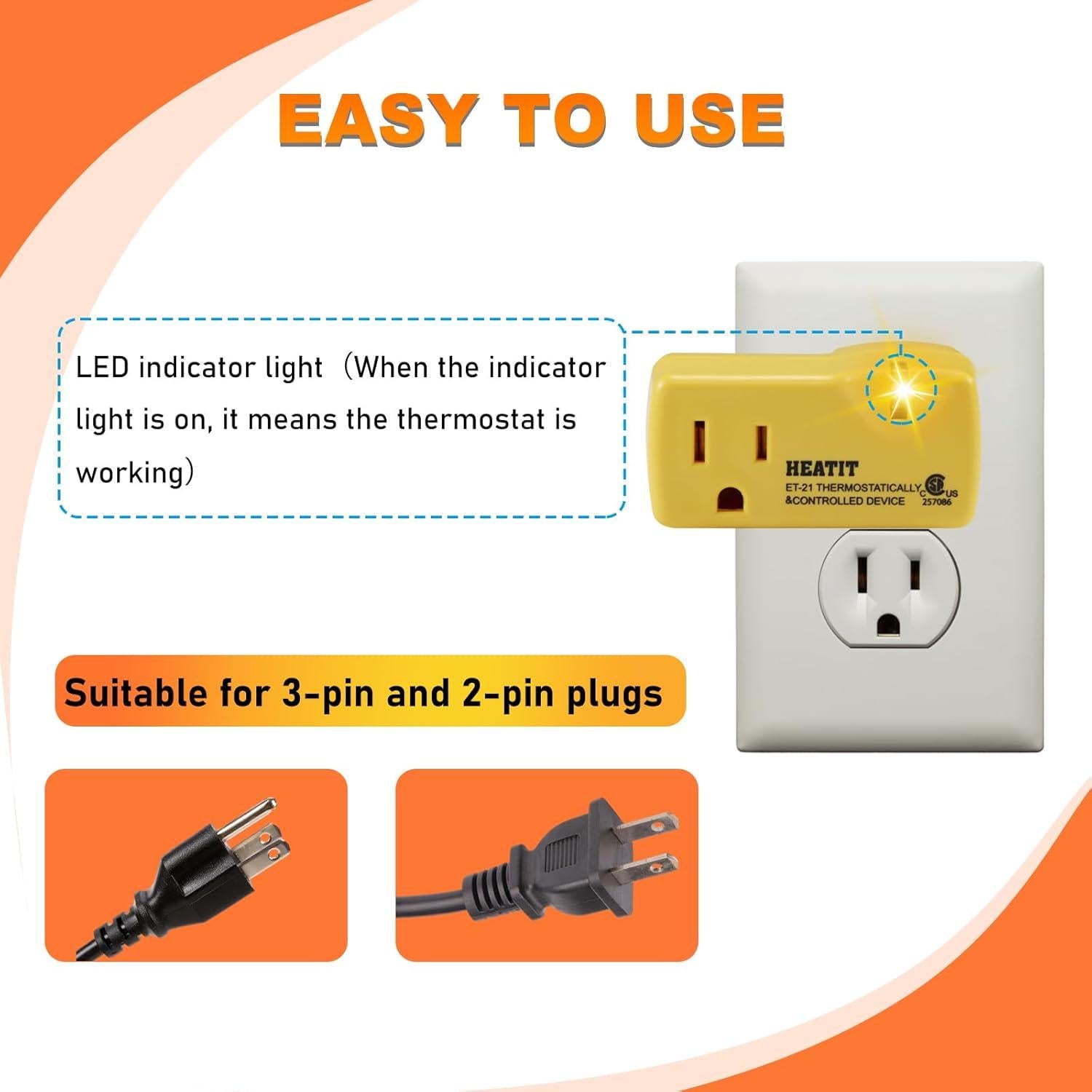 Enchufe Termostato HEATIT ET-21 Control Térmico 120V