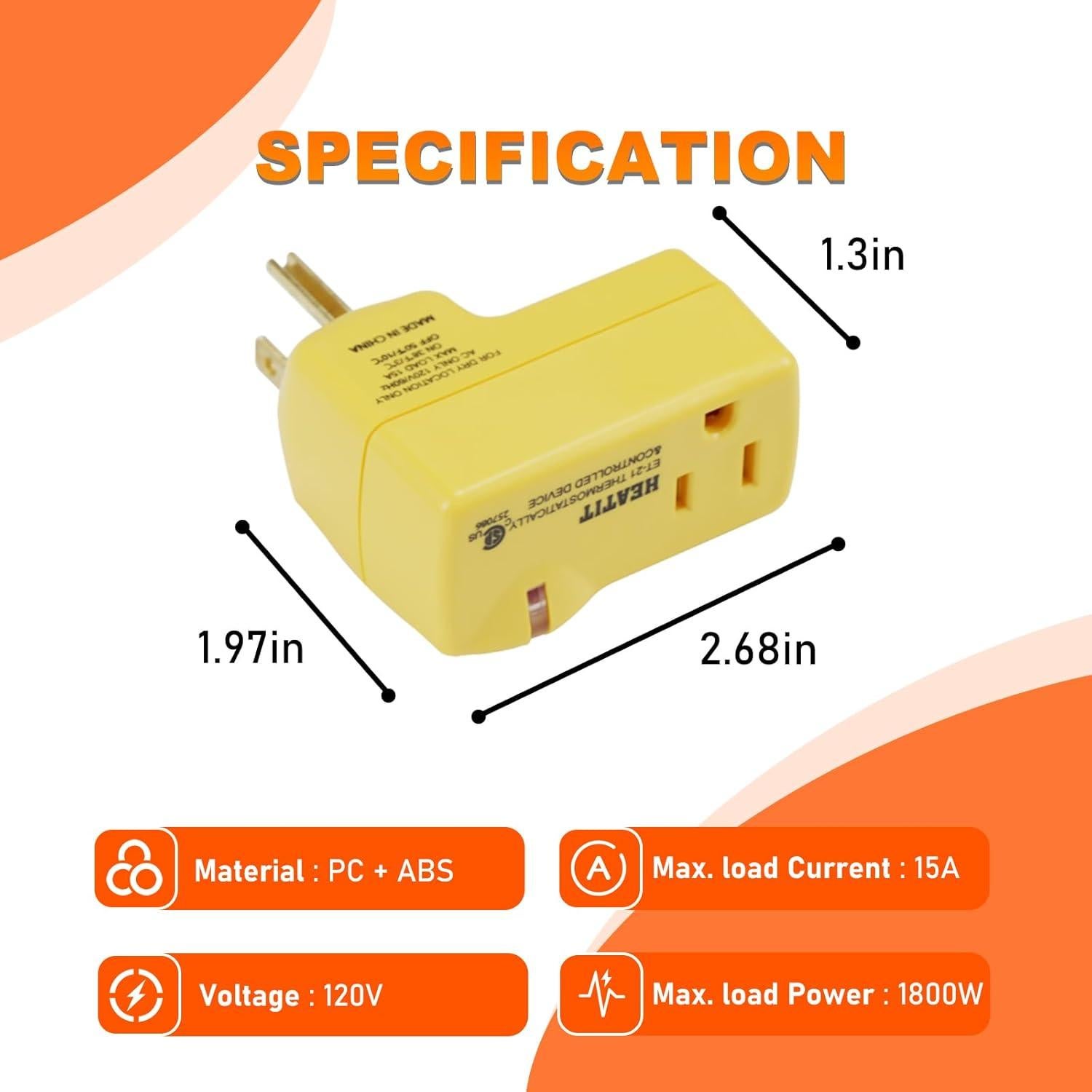 Enchufe Termostato HEATIT ET-21 Control Térmico 120V