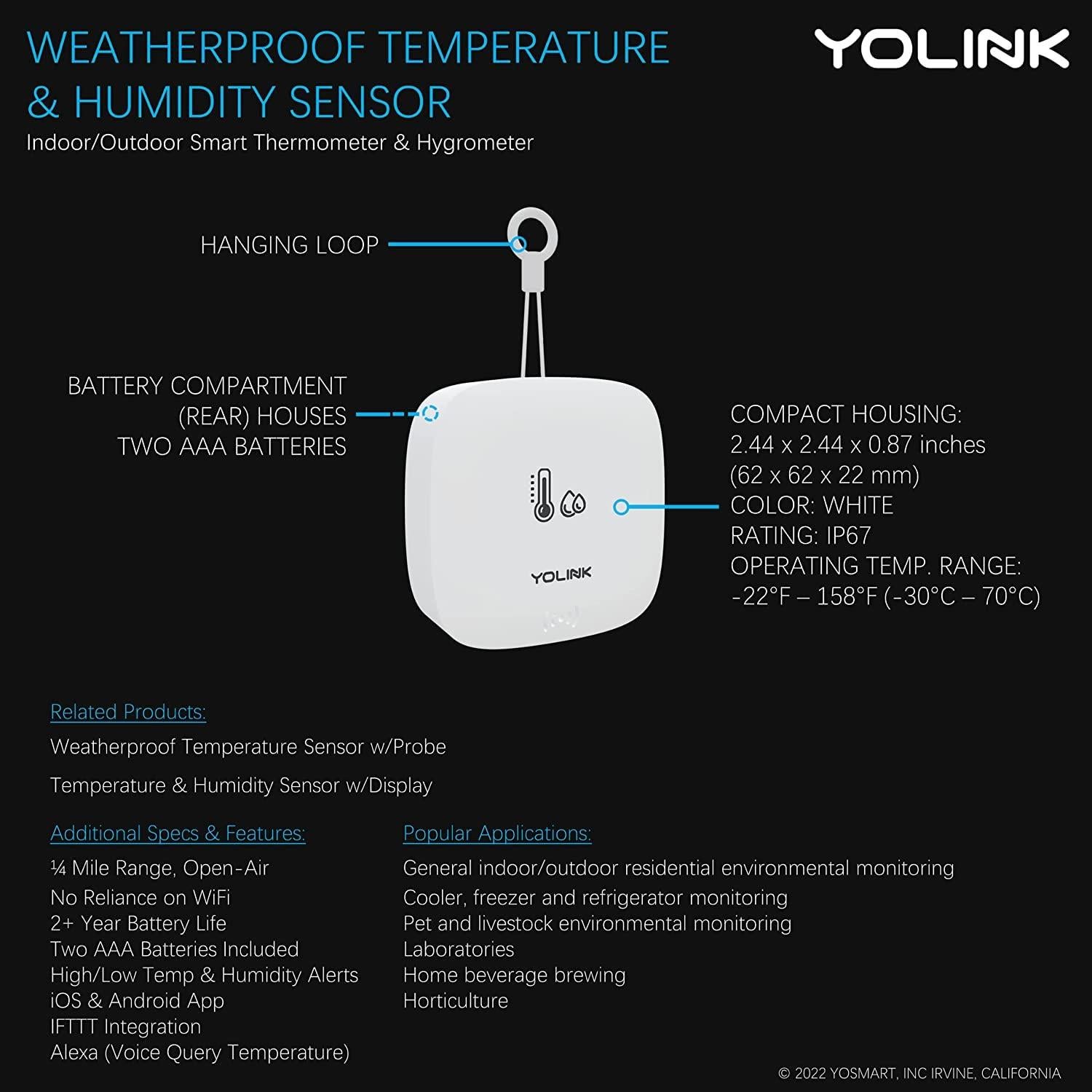 Sensor de Temperatura y Humedad YoLink YS8005-UC con Hub