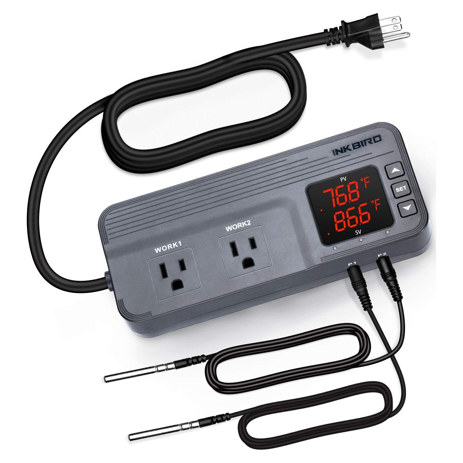 Controlador de Temperatura Inkbird ITC-608T 1800W Doble Sensor