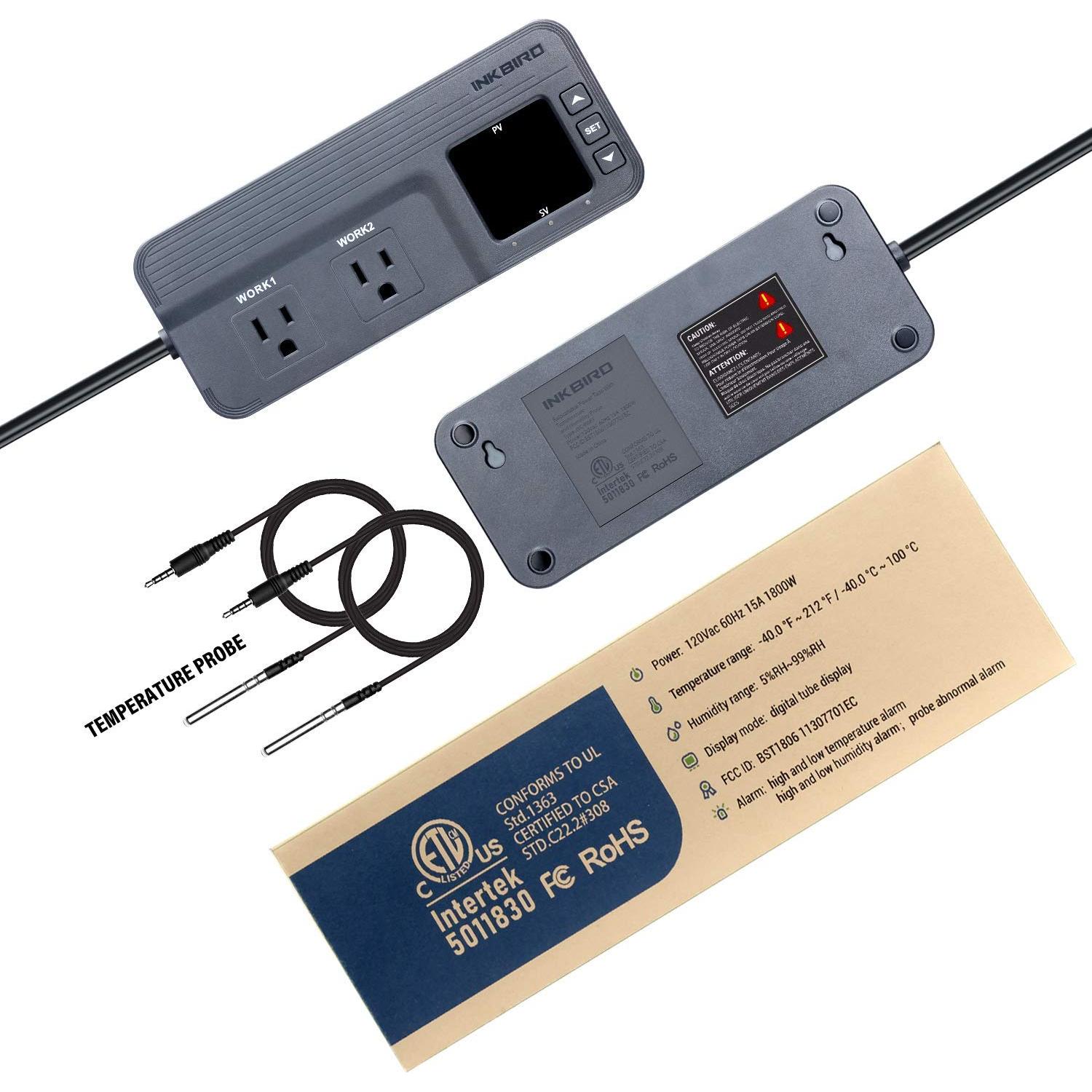 Controlador de Temperatura Inkbird ITC-608T 1800W Doble Sensor