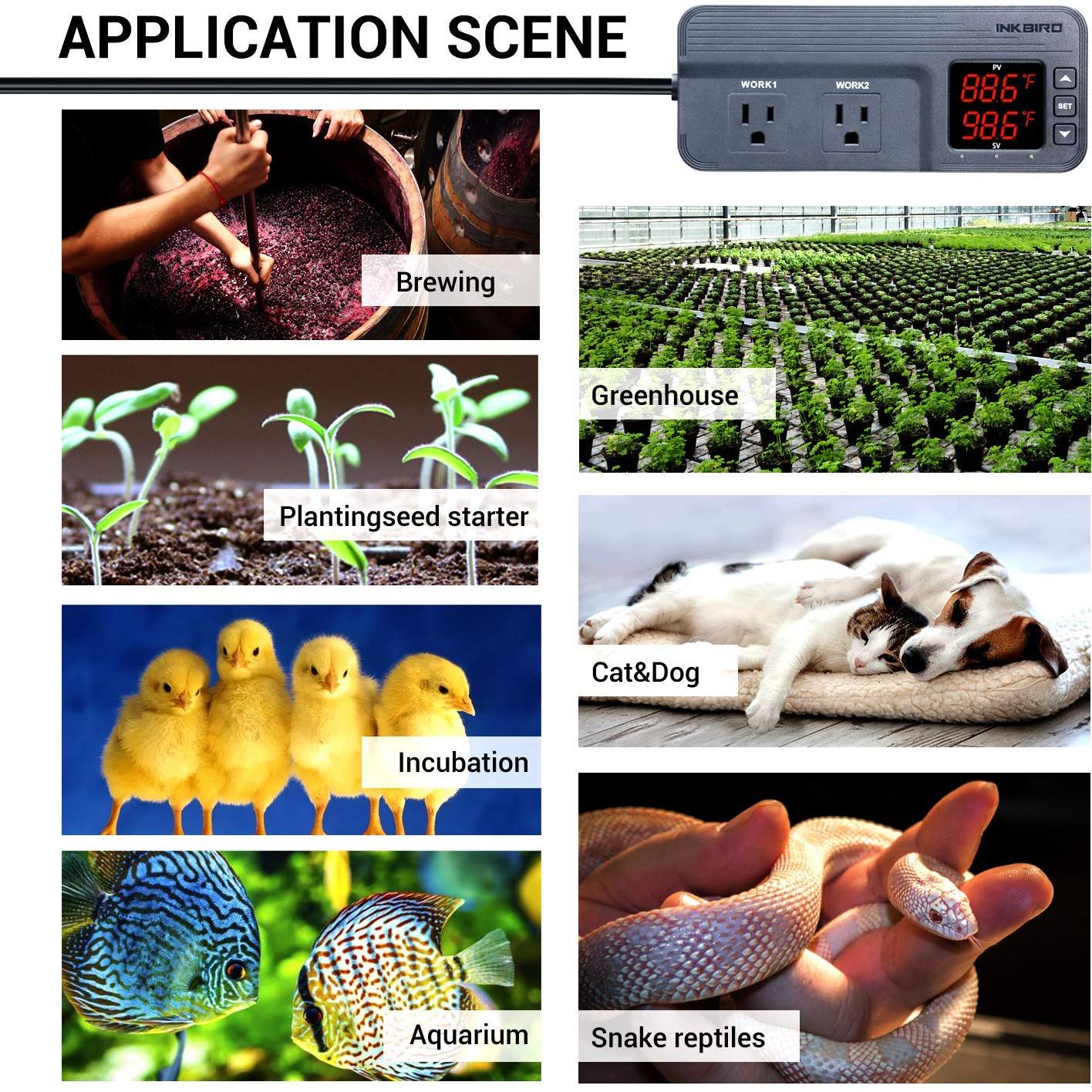 Controlador de Temperatura Inkbird ITC-608T 1800W Doble Sensor