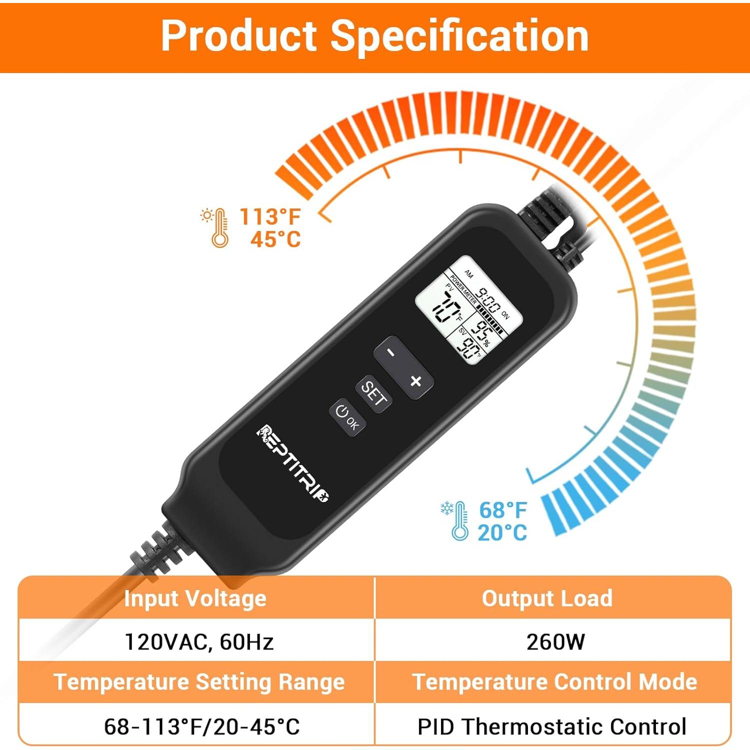 Termostato PID para Reptiles REPTITRIP PT02A, 260W