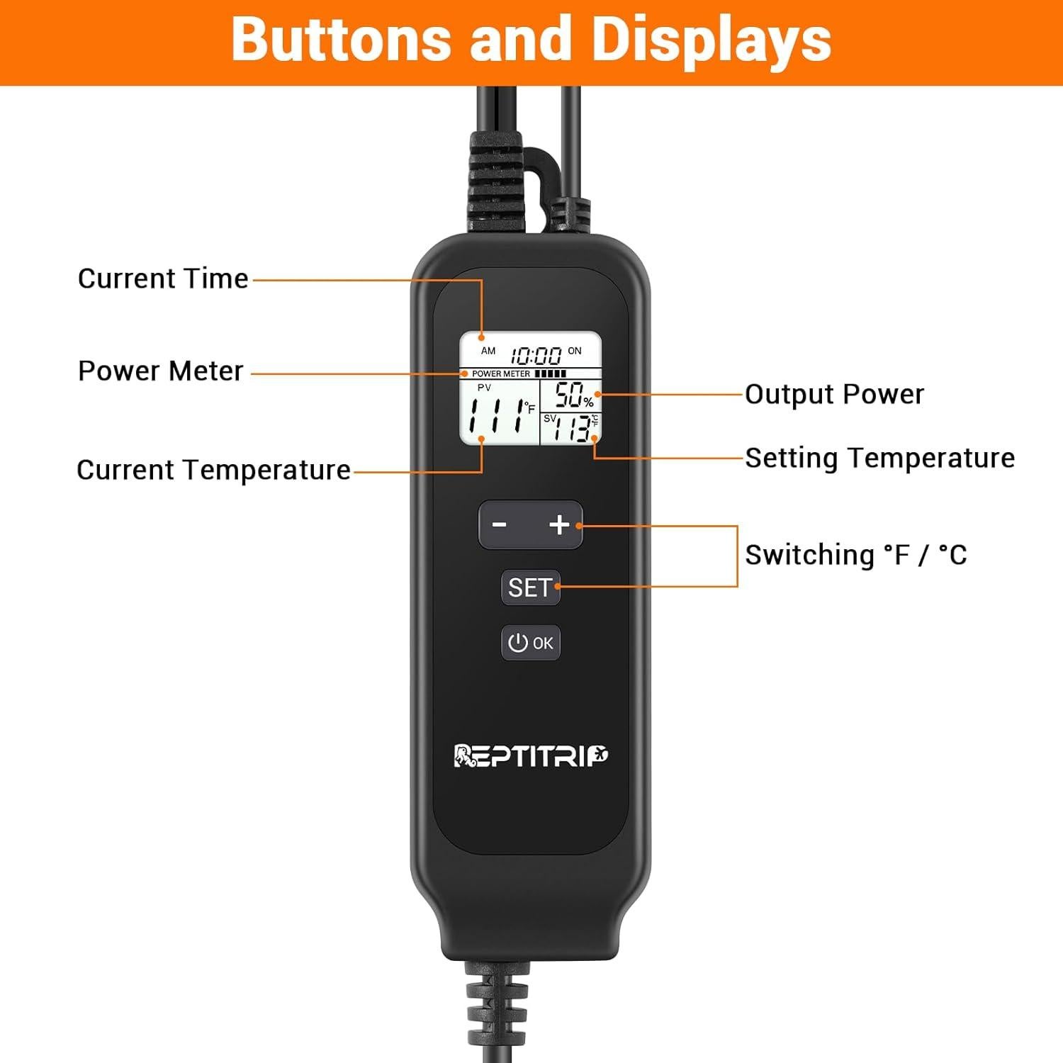 Termostato PID para Reptiles REPTITRIP PT02A, 260W
