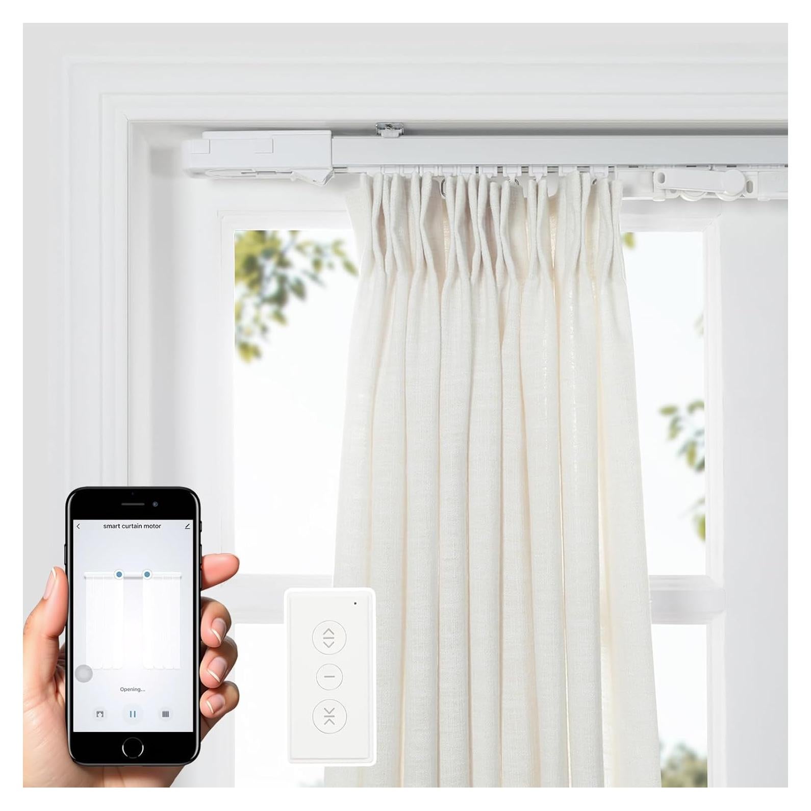 Cortina Eléctrica Inteligente TWOPAGES 200 cm Motorizada Control Remoto