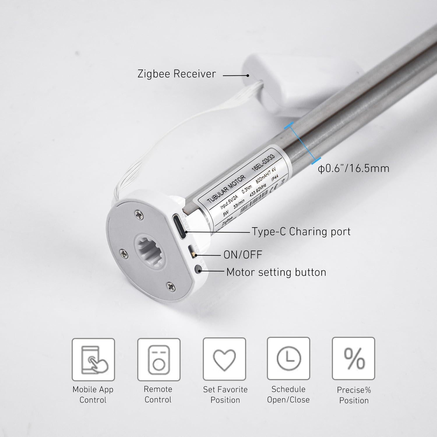 Motor de Persiana Inteligente HUIYEETEX ZigBee 16EL 0.45kg