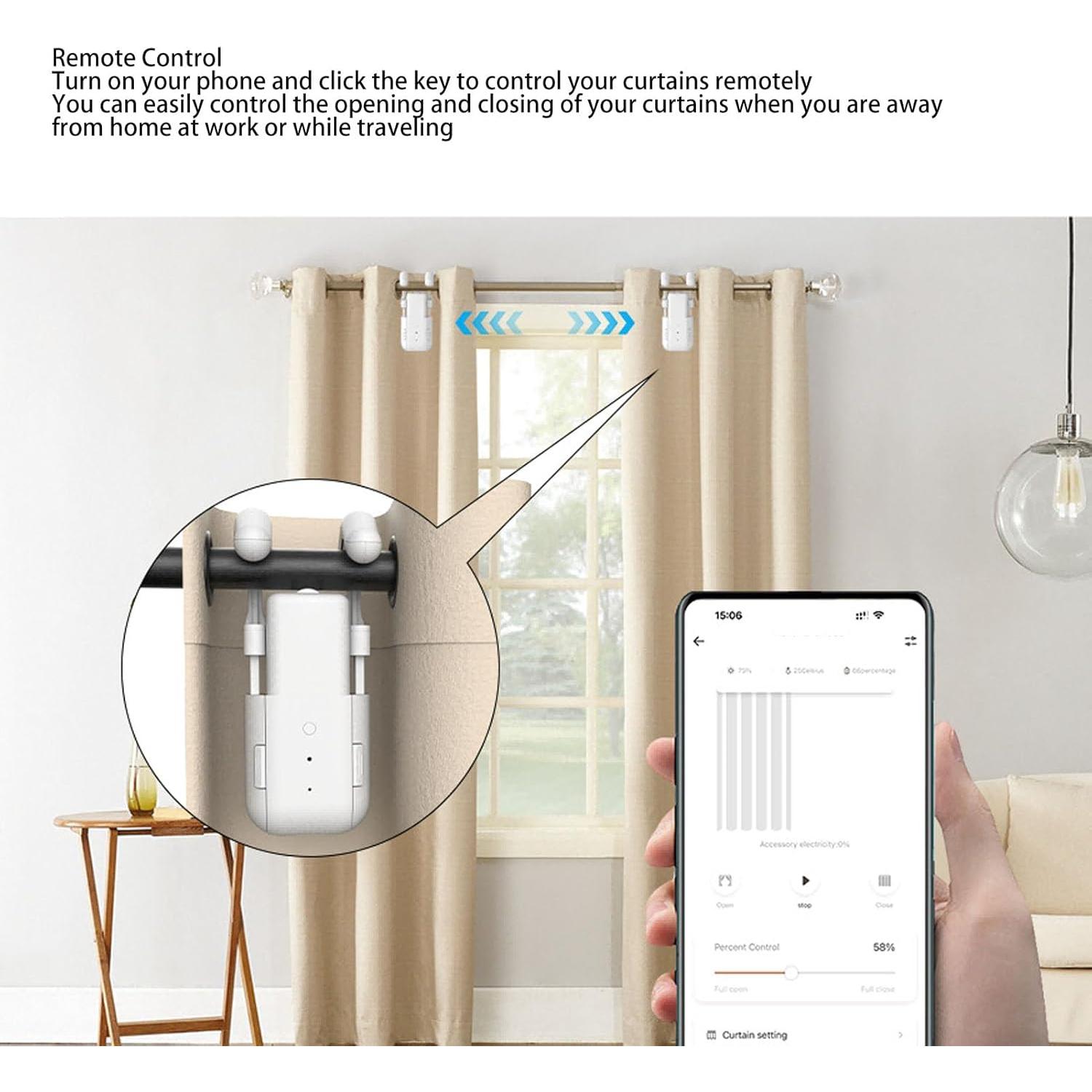 Apertura Automática de Cortinas Sanpyl con Control Remoto y Voz